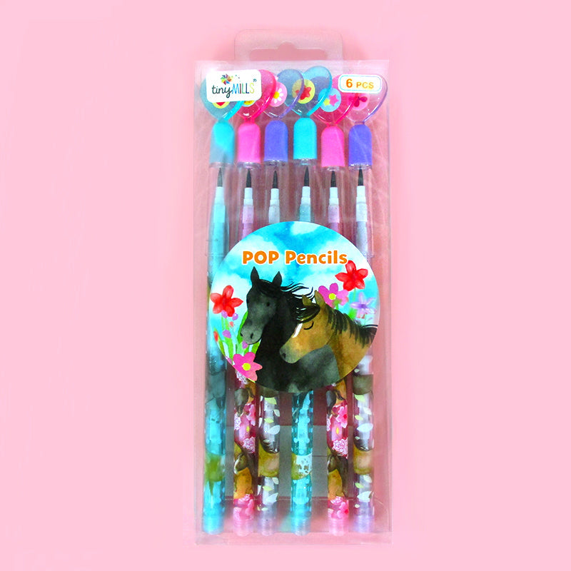 Horse Stackable Point Pencils - Set Of 6