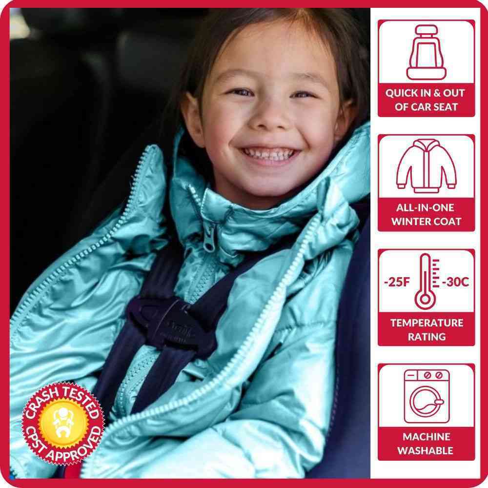 Car Seat Coat | The Road Coat Down - Aqua/purple