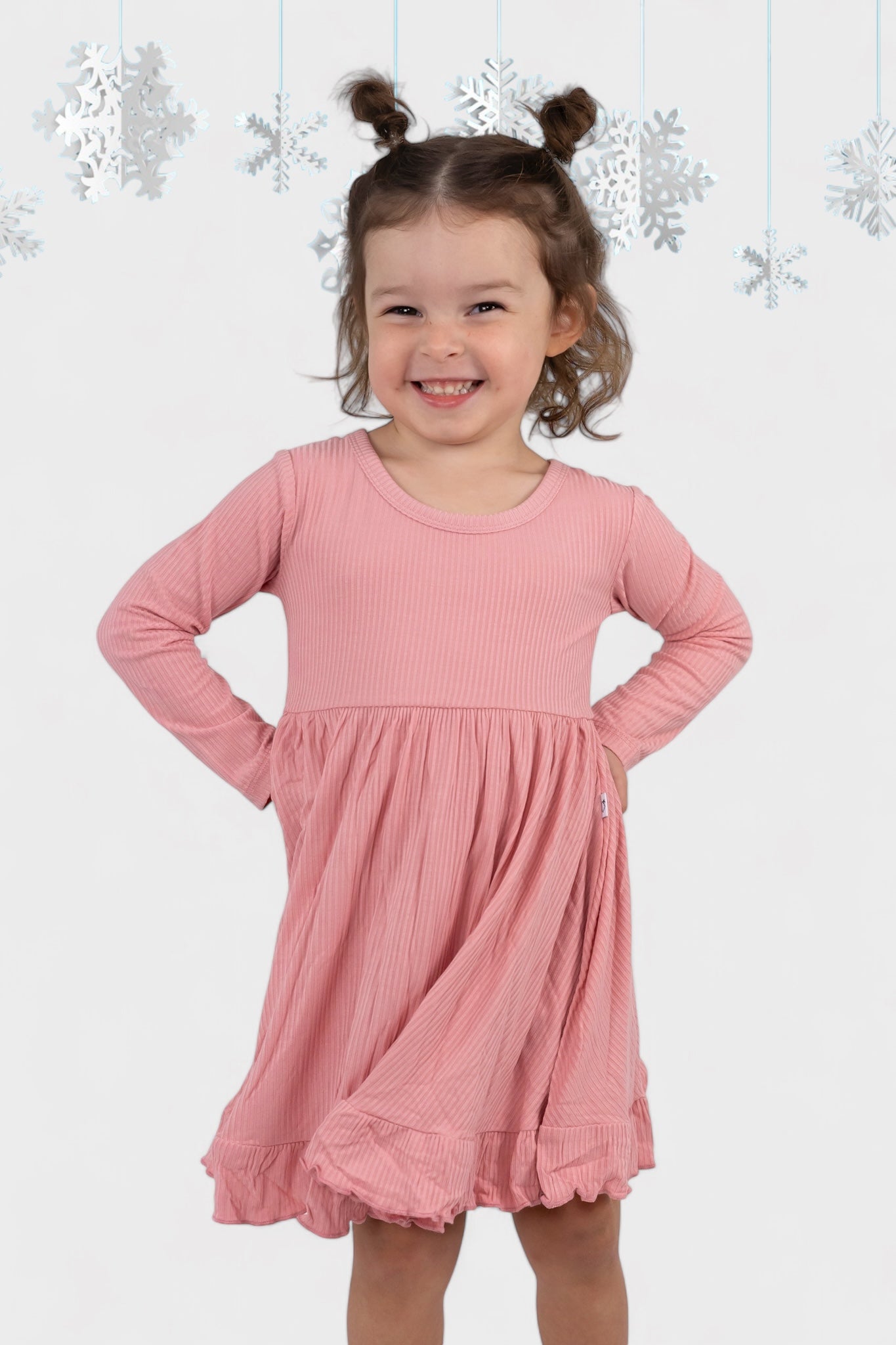 Mauve Rib Dream Ruffle Dress