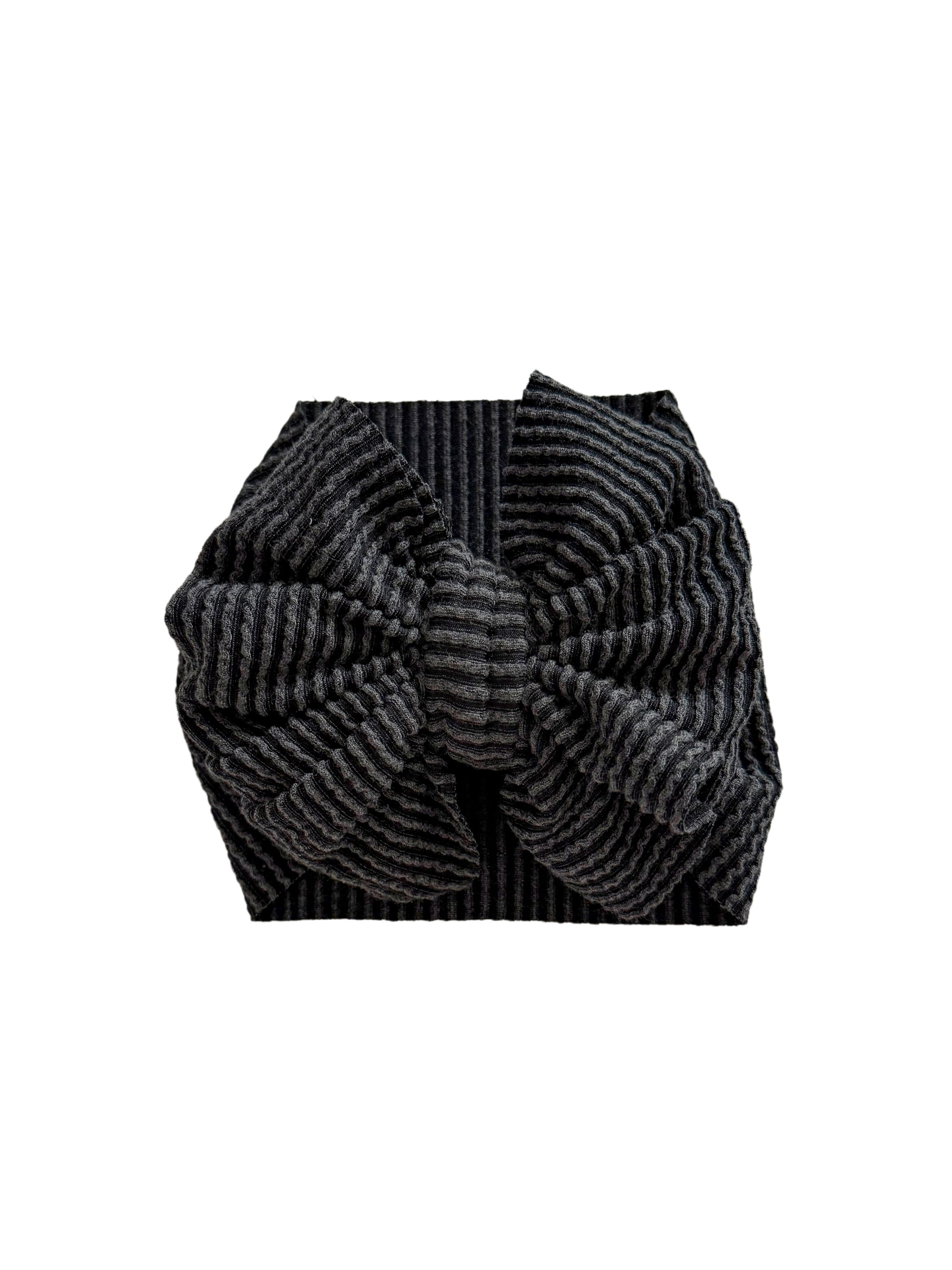 Ribbed Headwrap Bow- Faded Black