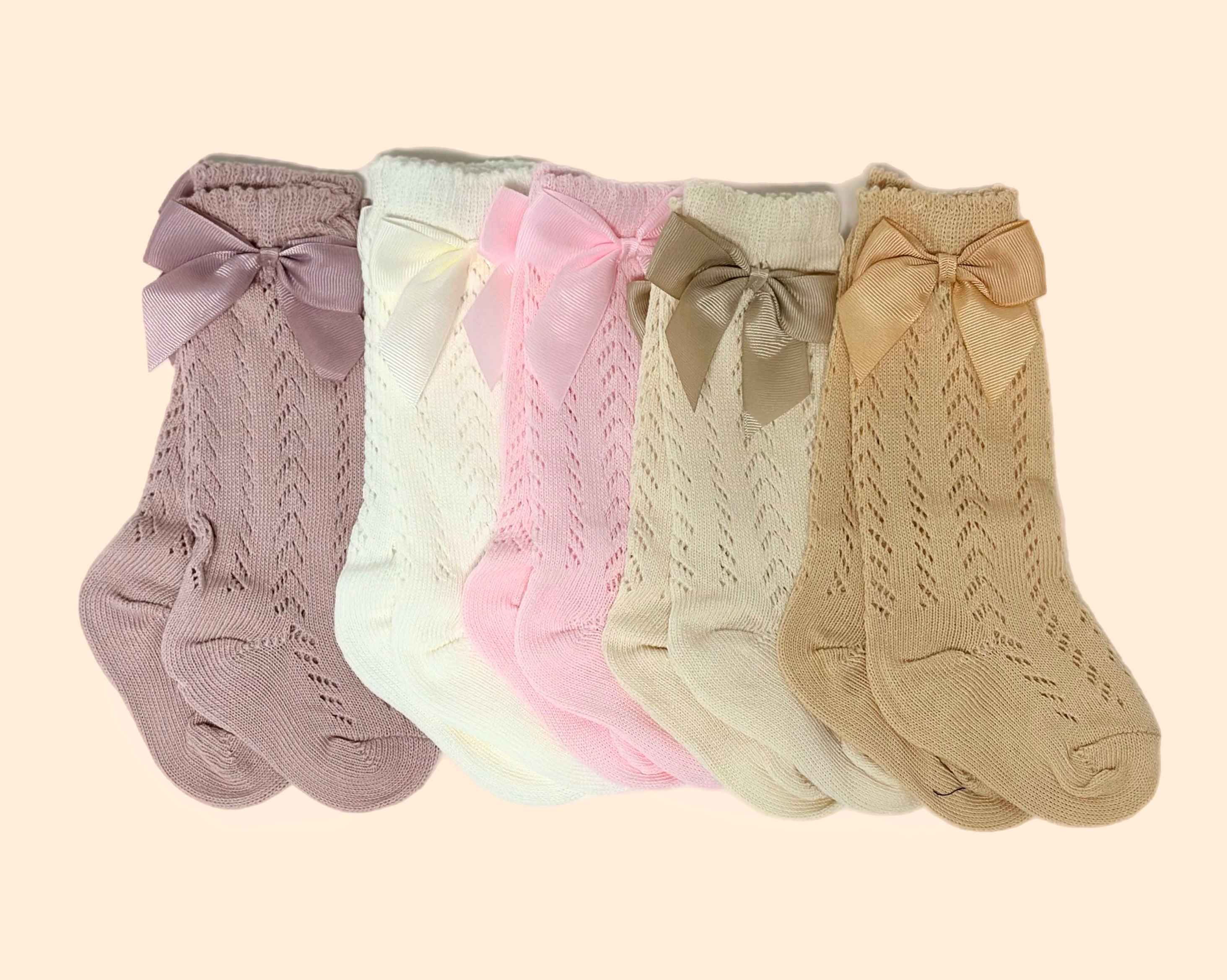 🌸vintage Tall Socks With Bow - 5 Pairs