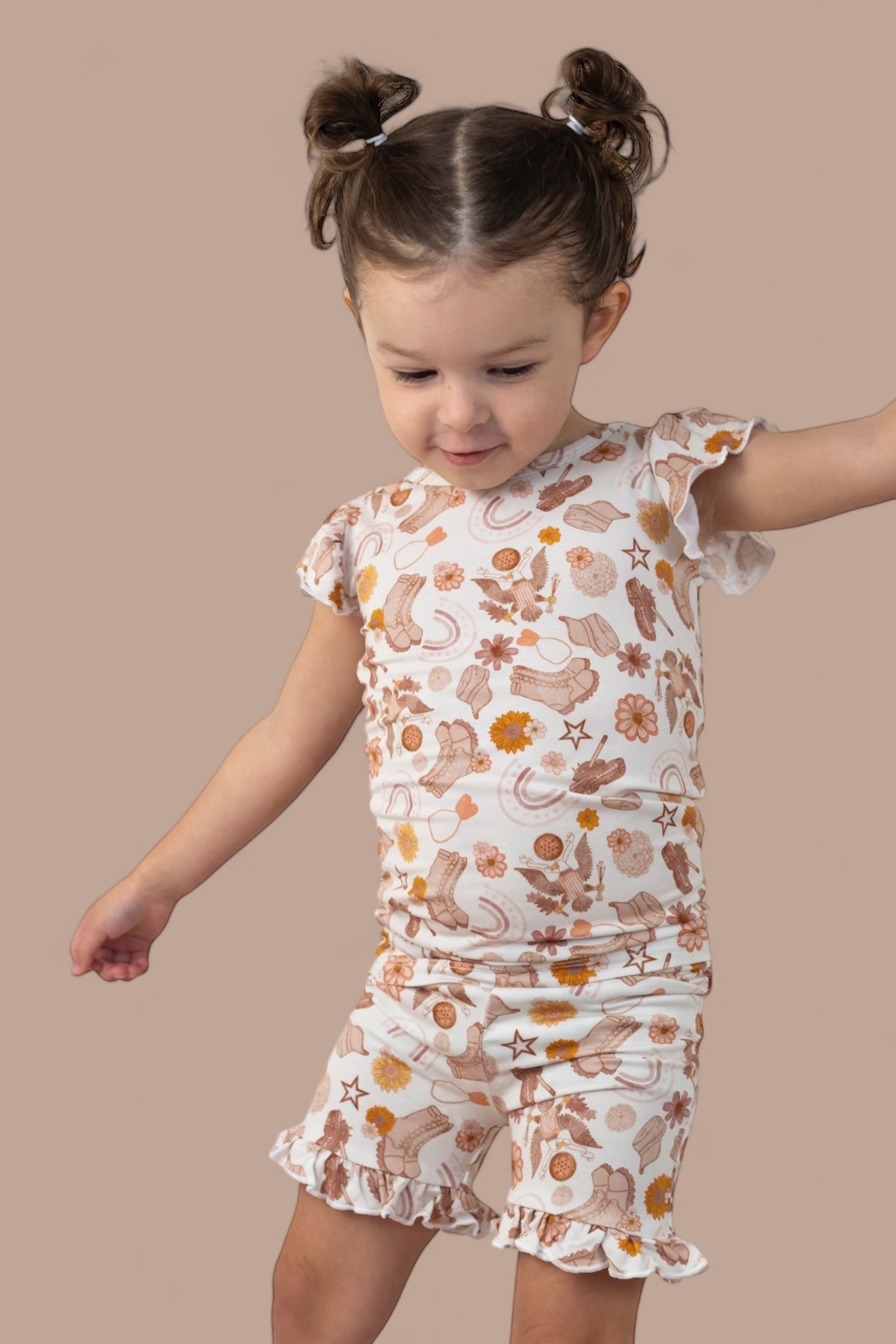 Flowers And Boots Dream Ruffle Short Set