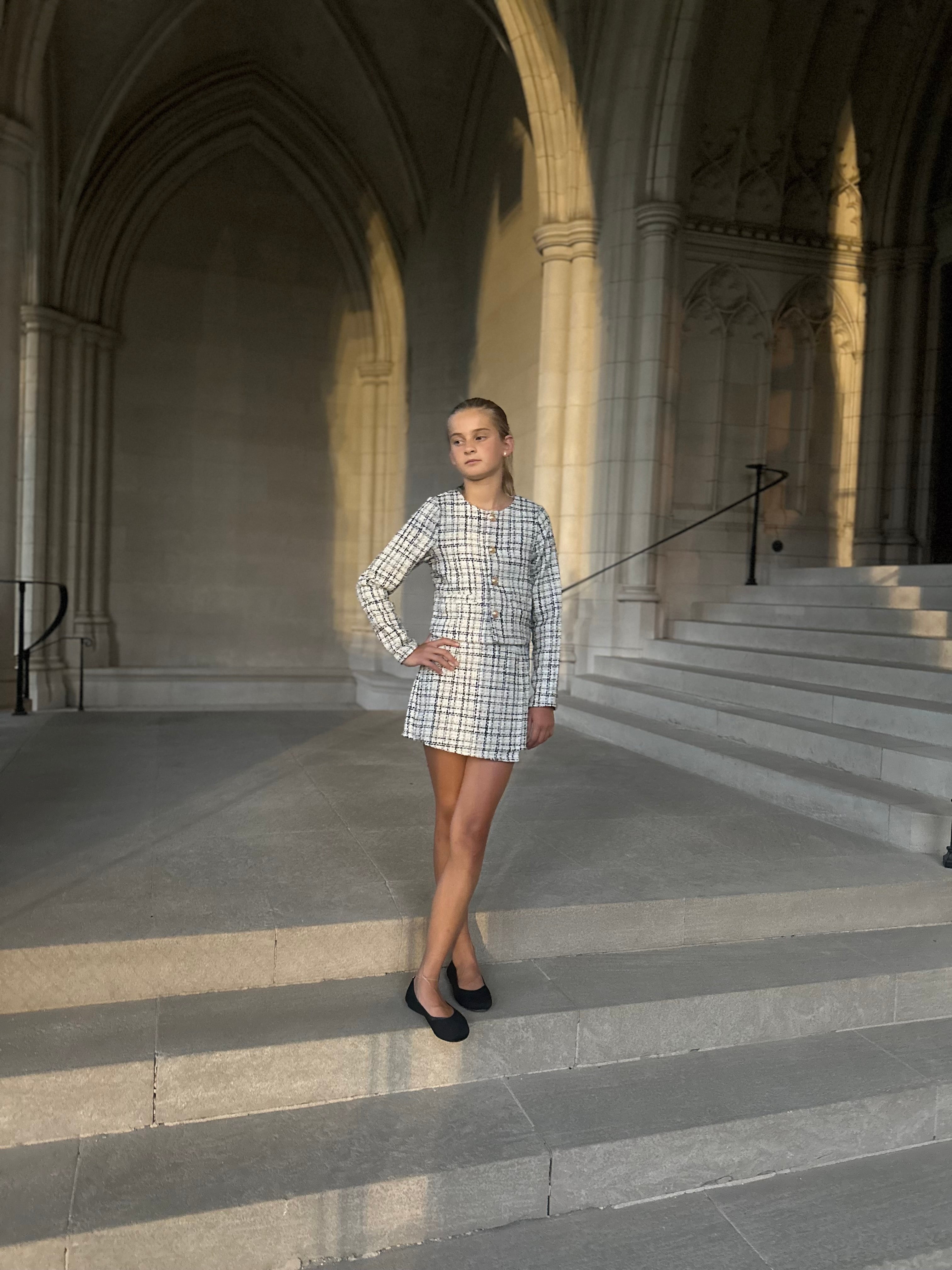 Aa Black, White And Gold Tweed Jacket