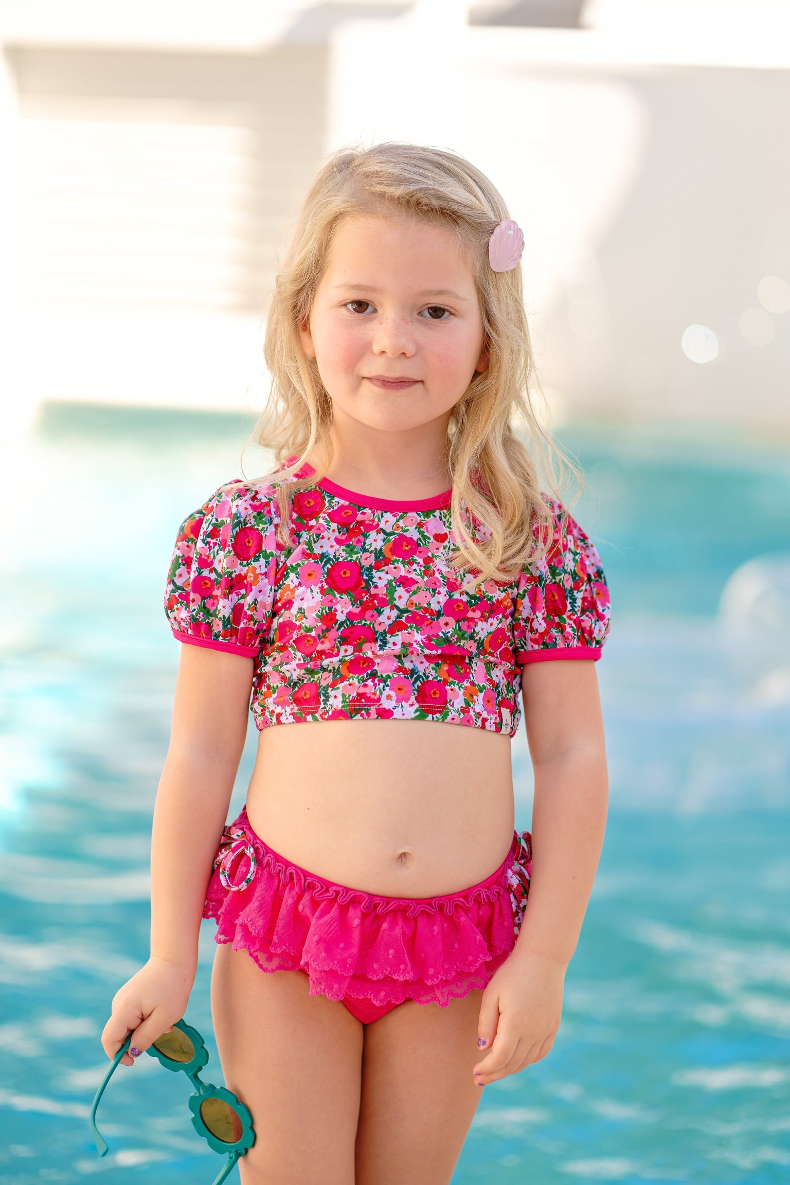 Island Petals Puff Sleeve Bikini
