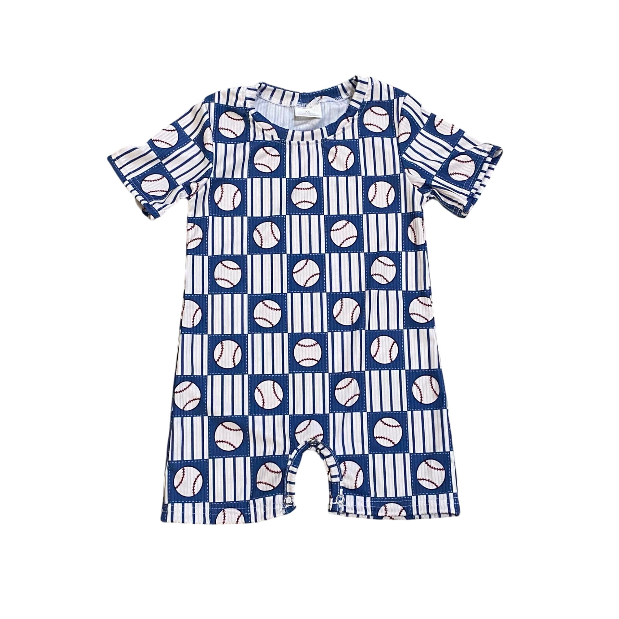 Baseball Ribbed Material Boy Romper