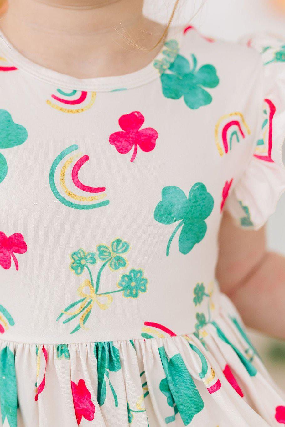 Top Of The Mornin' Flutter Sleeve Twirl Dress