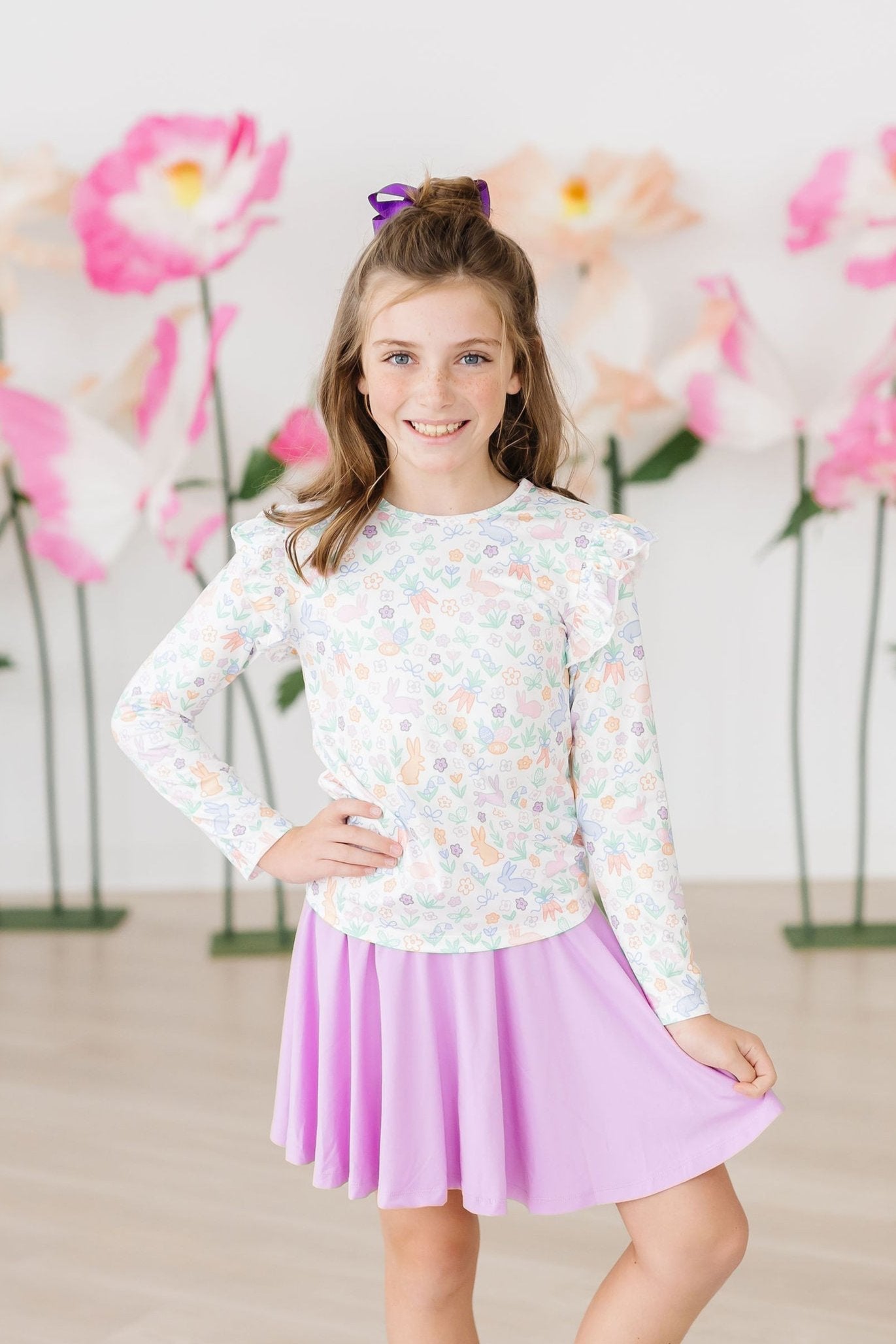 Hoppy Easter L/s Ruffle Tee