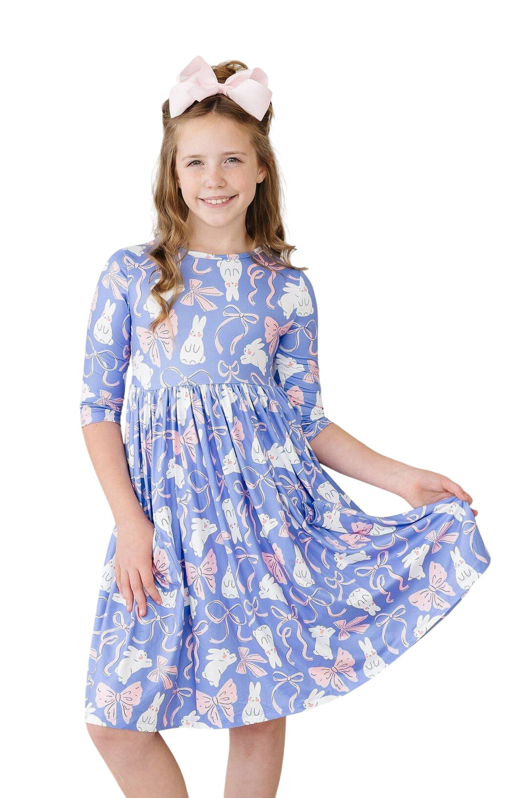 Hop, Skip & Twirl 3/4 Sleeve Pocket Twirl Dress