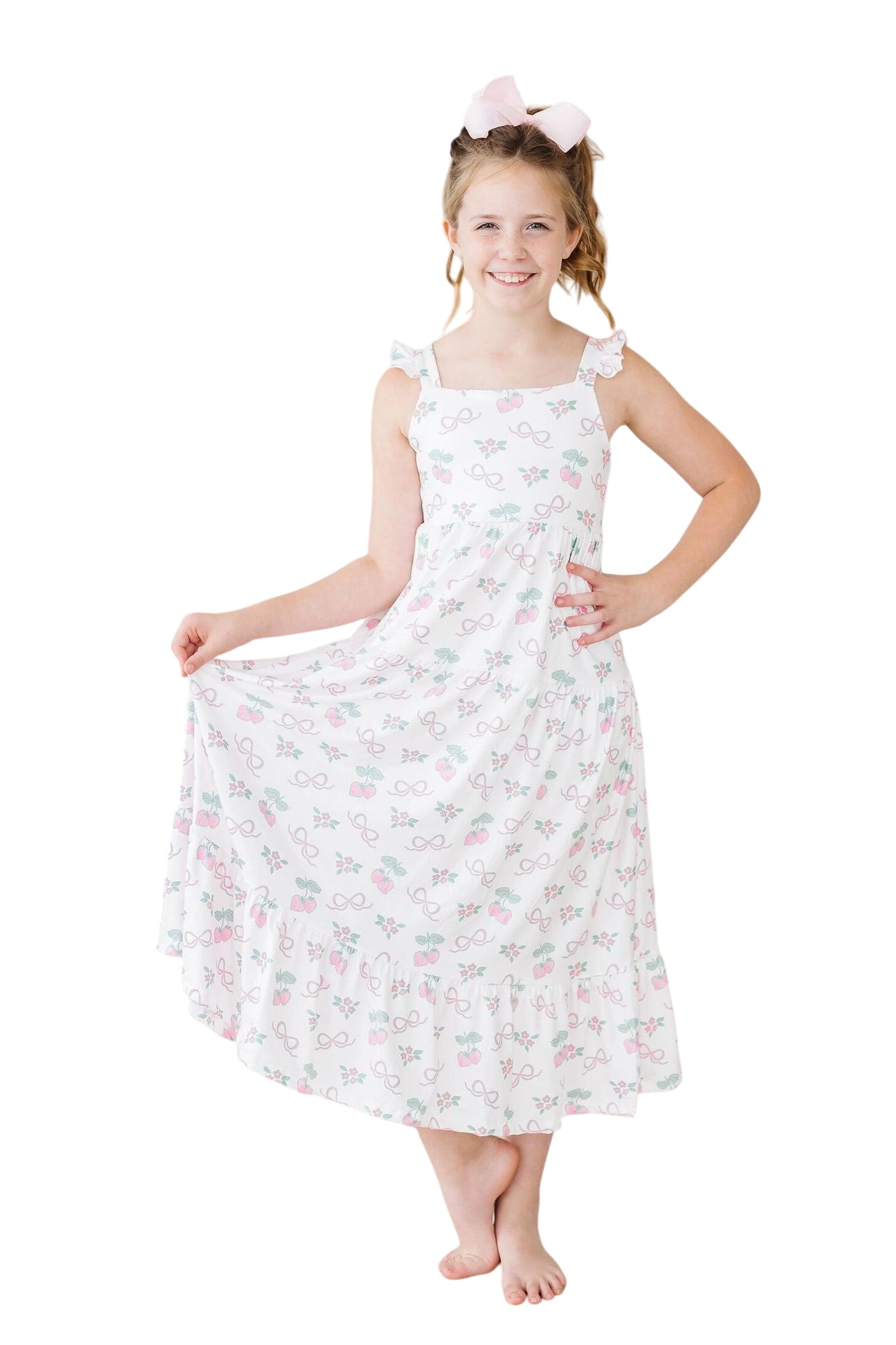 Berries & Bows Ruffle Maxi Dress