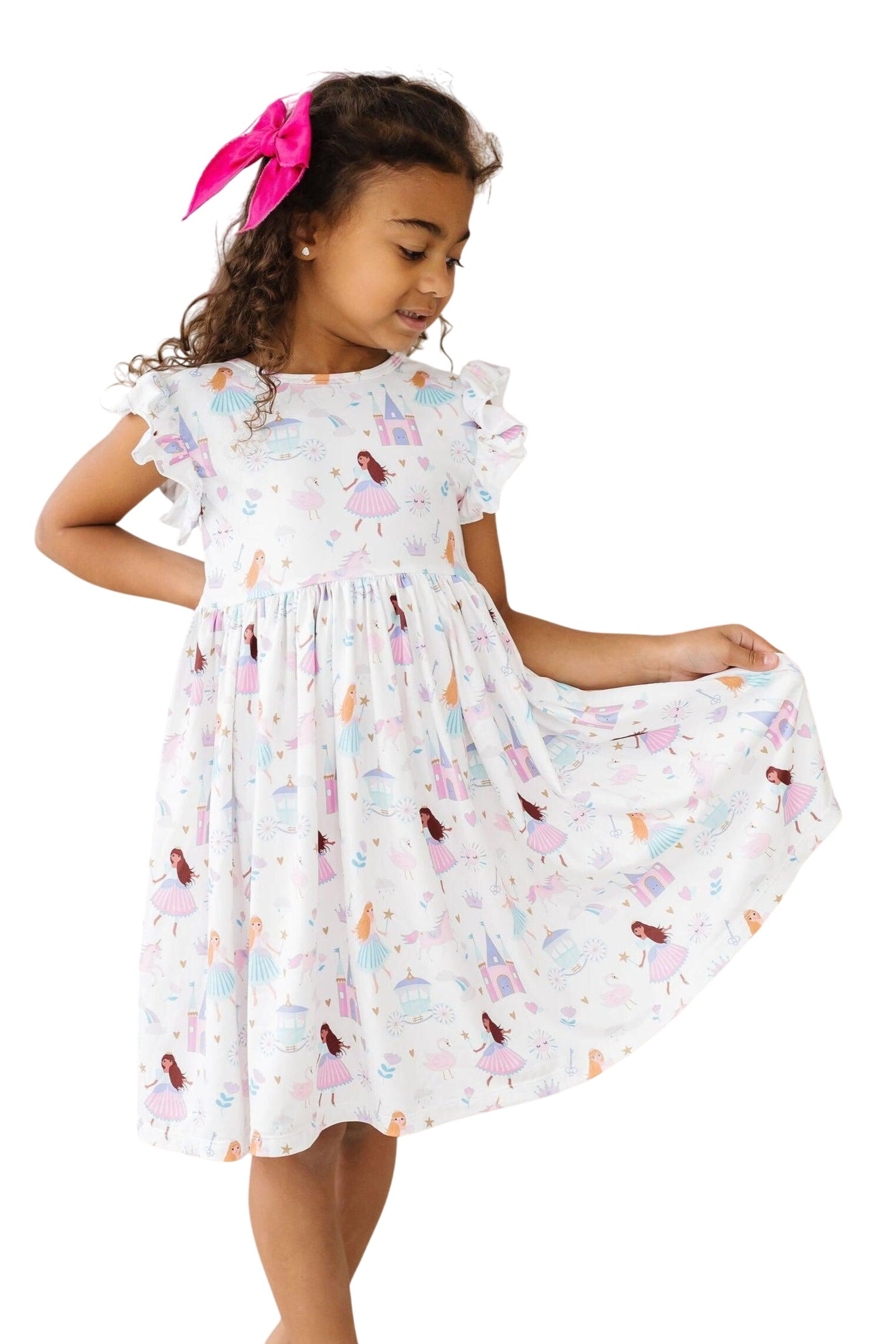 Fairy Princess Flutter Sleeve Twirl Dress