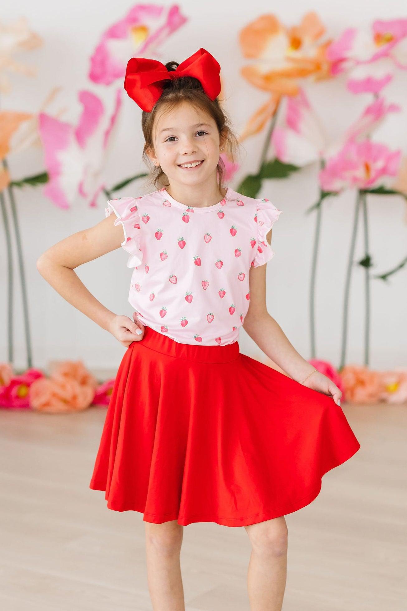 Sweet Strawberries S/s Ruffle Tee
