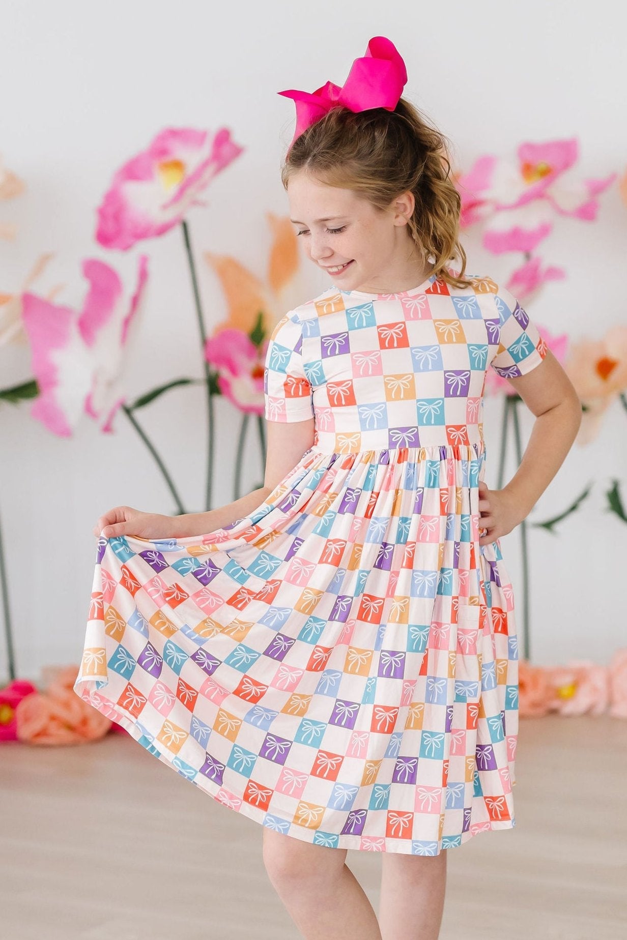 Rainbow Ribbons S/s Pocket Twirl Dress