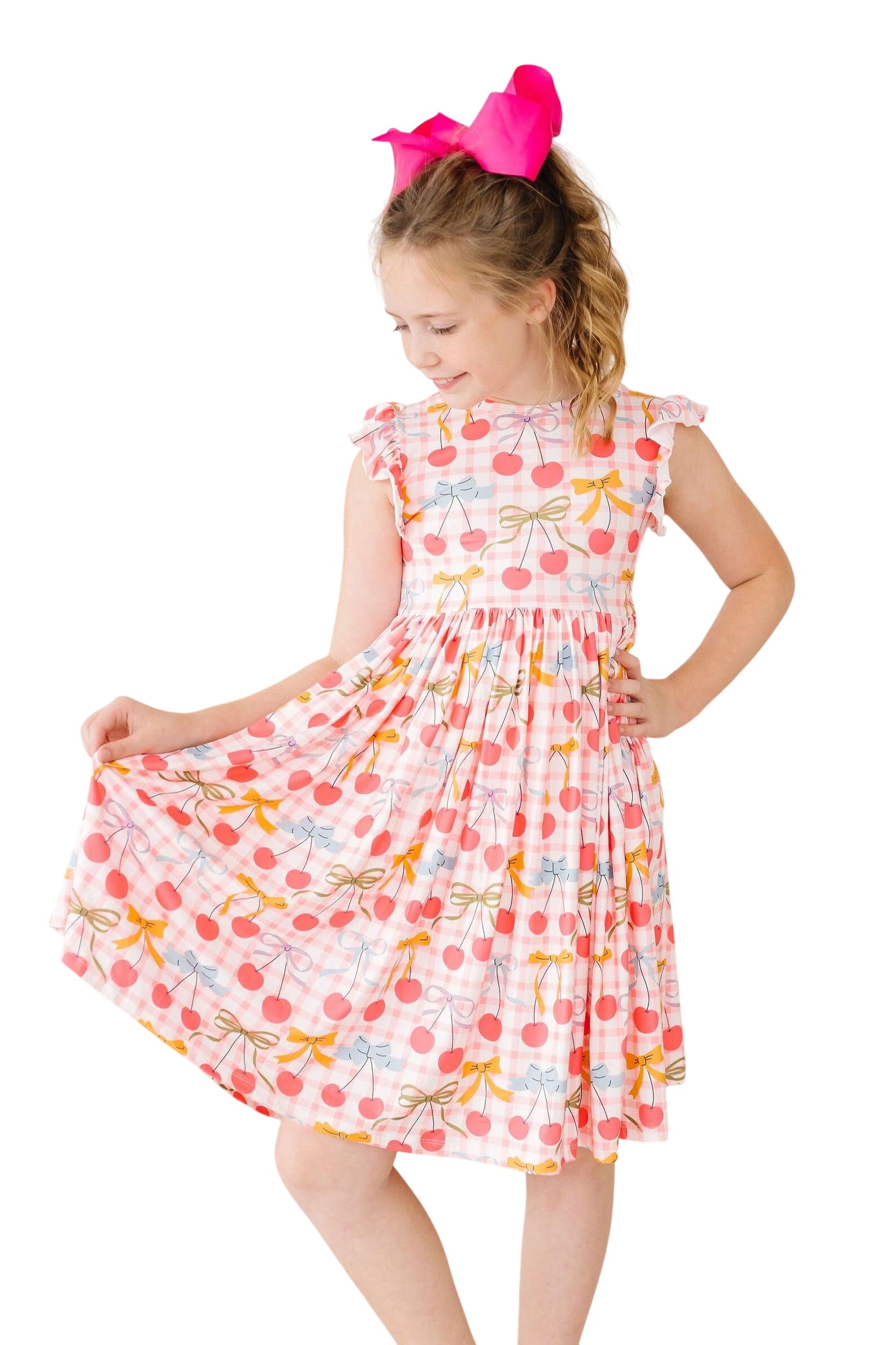 Retro Picnic Flutter Sleeve Twirl Dress