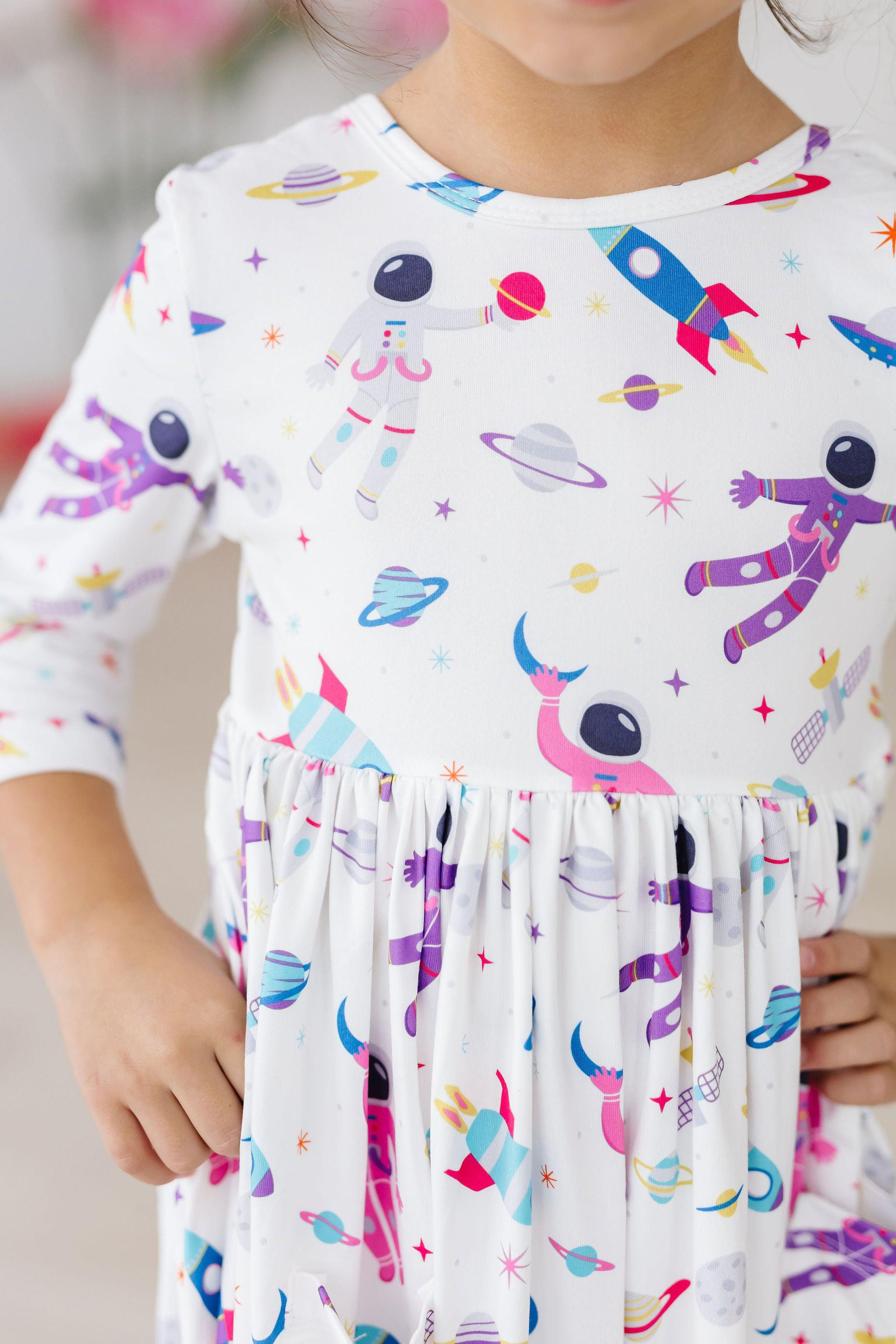 Out Of This World 3/4 Sleeve Pocket Twirl Dress