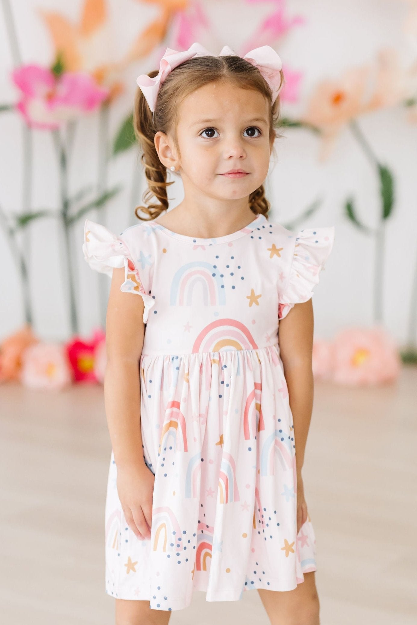 Over The Rainbow Flutter Sleeve Twirl Dress
