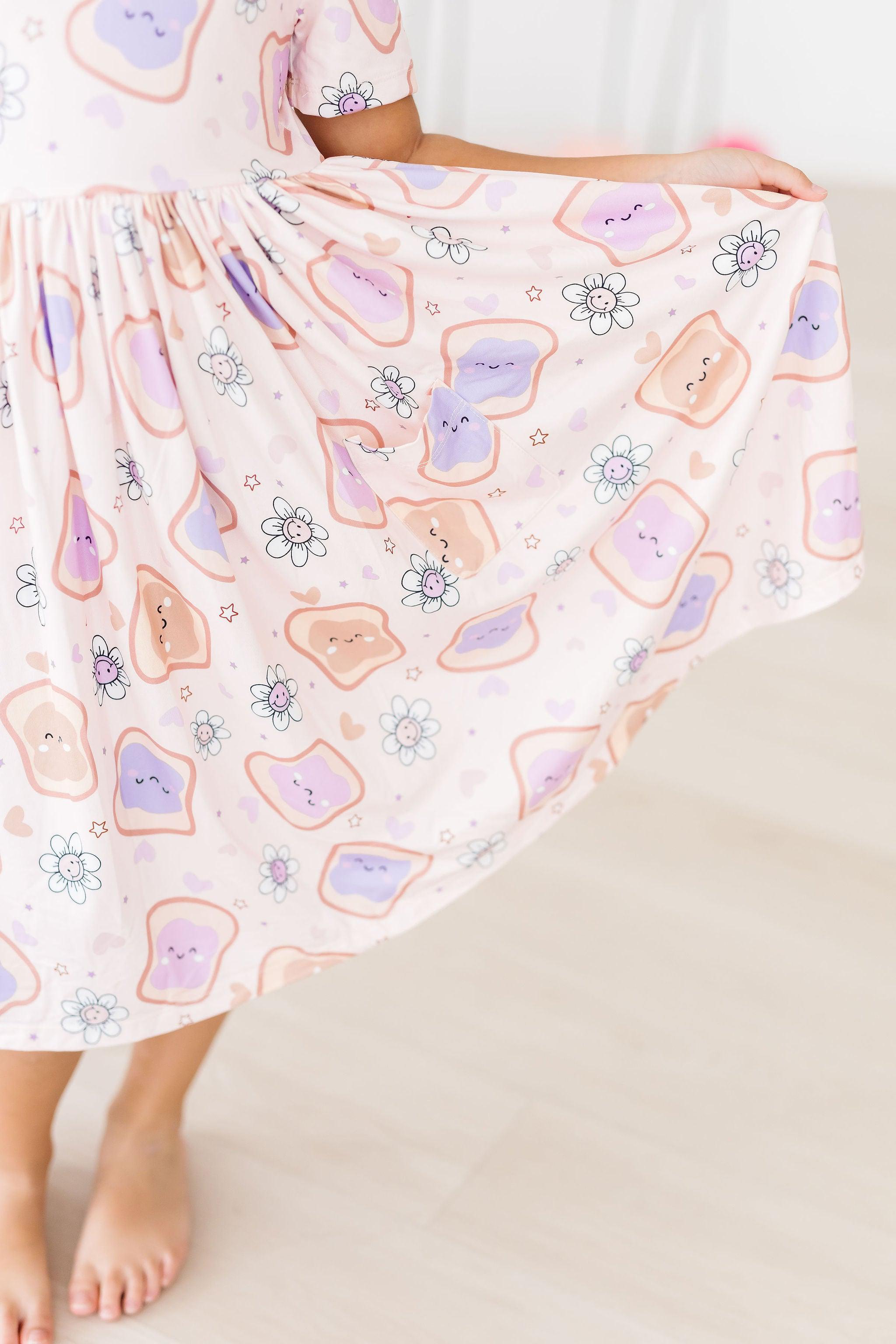 Peanut Butter Jelly Time S/s Pocket Twirl Dress