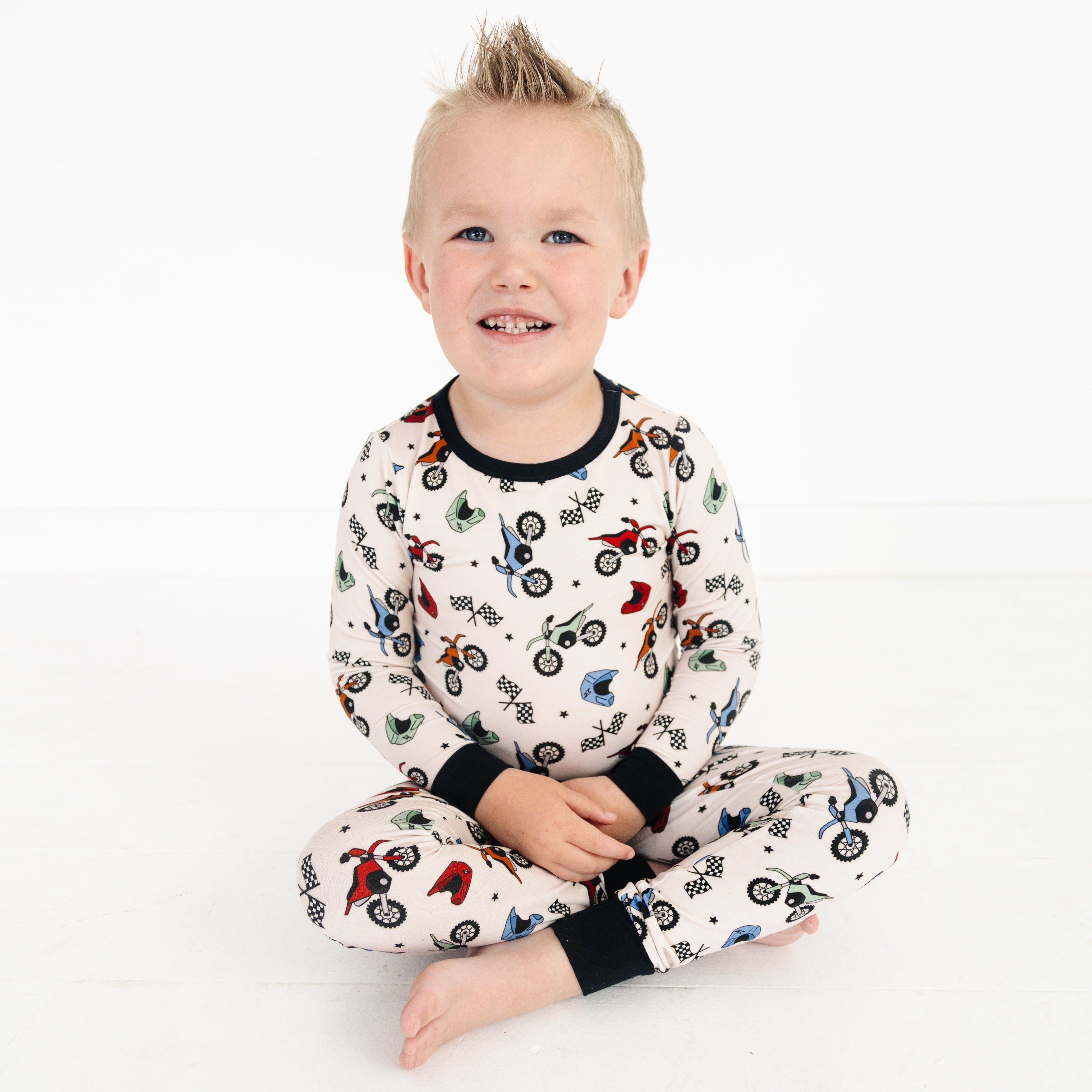 Dirt Bikes Two Piece Bamboo Pajama Set