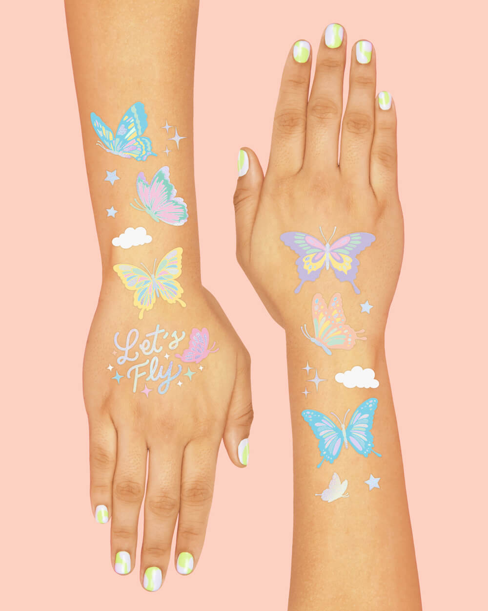 Let's Fly Tats - 70 Foil Temporary Tattoos