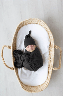 Swaddle Blanket And Hat Set - Black