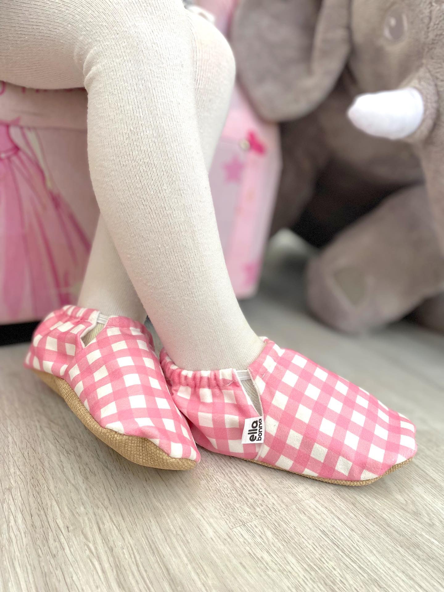 Moccasins, Slippers, Pink Striped