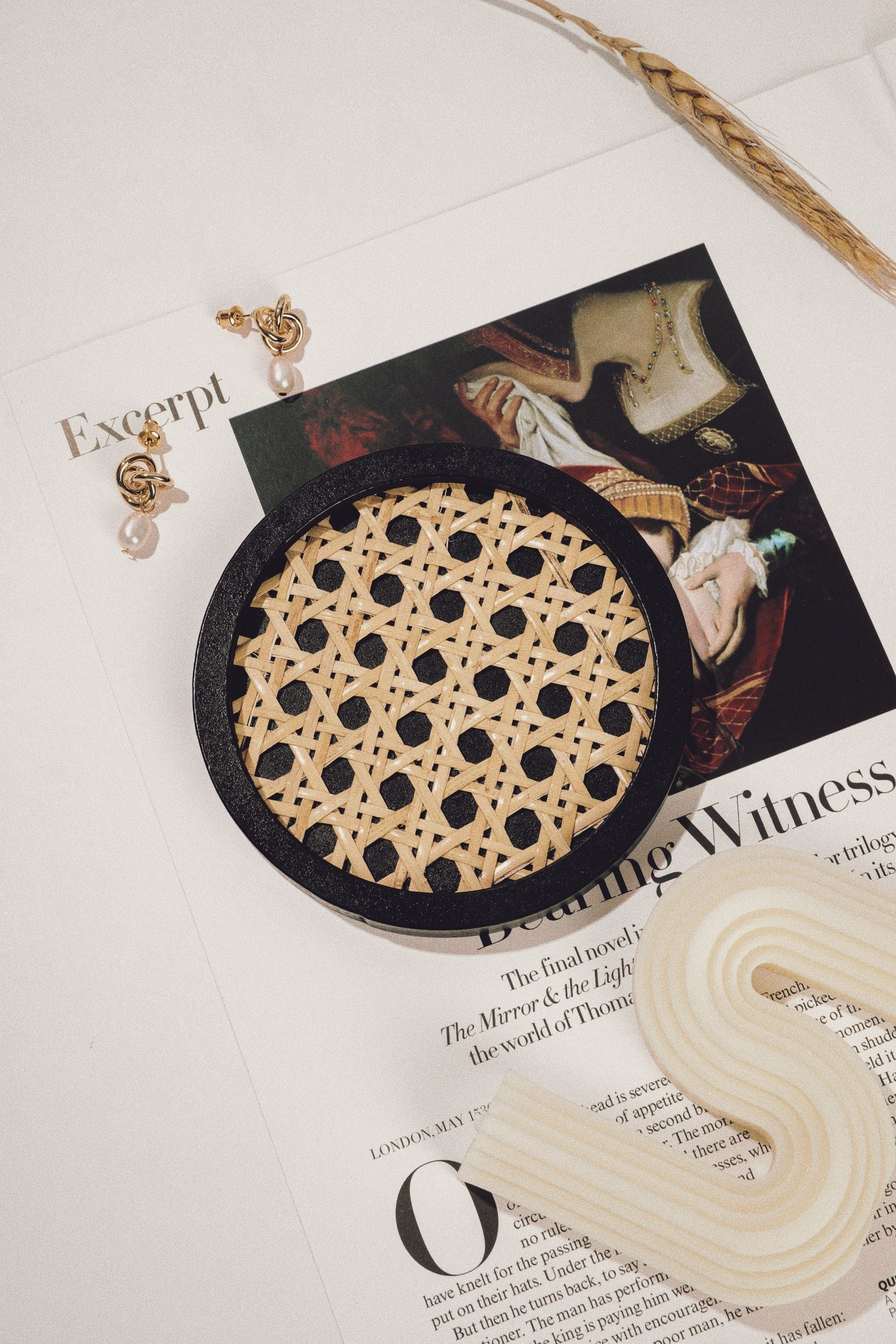 Momentdecor™ Natural Rattan & Wood Coasters Round Shape