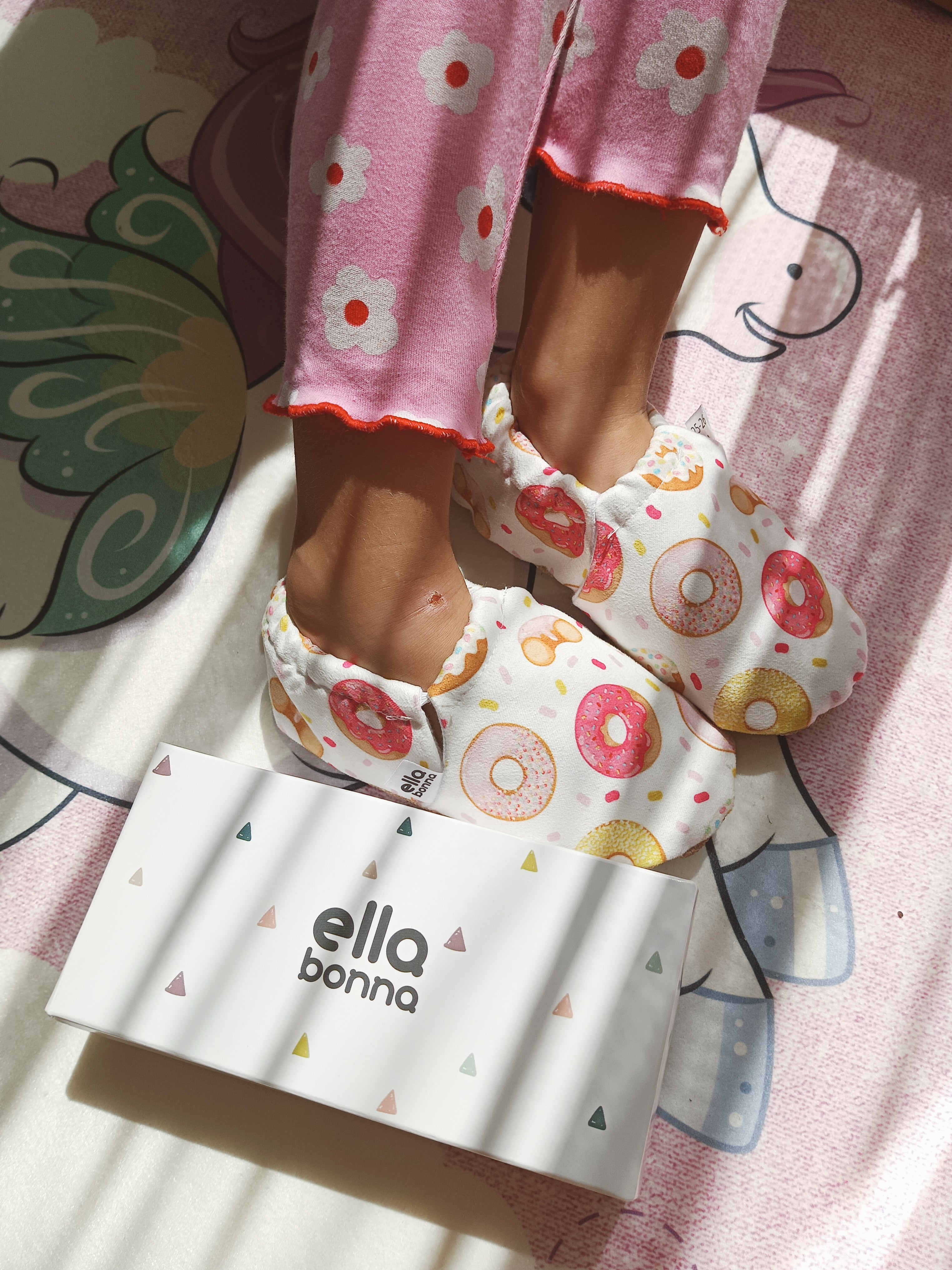 Ella Bonna Non-slip Sole Doughnut Patterned Baby Booties, Home Boot Slippers Nursery Shoes