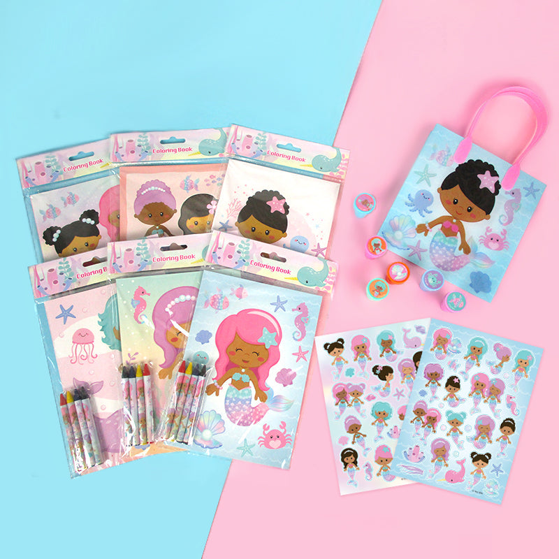 Rainbow Mermaid Party Favor Bundle For 12 Kids