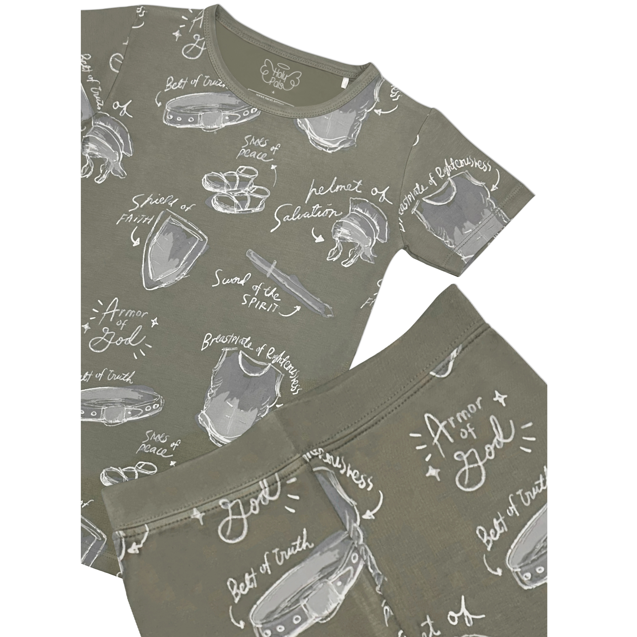 Armor Of God Green Pj Short Sleeve & Pants Set Bamboo