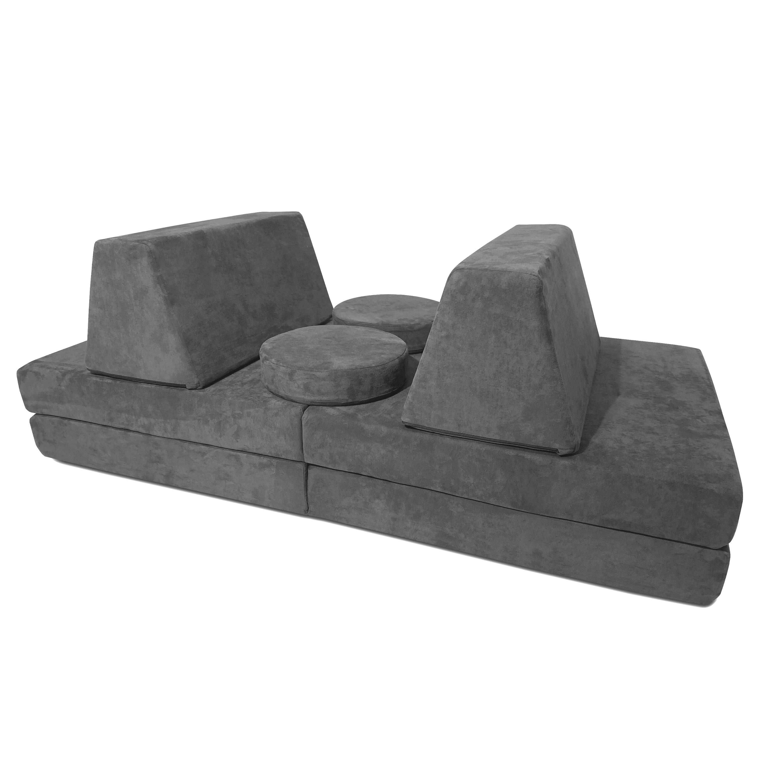 10 Piece Large Soft Furniture Playset Modular Microsuede Foam Play Couch For Creative Kids