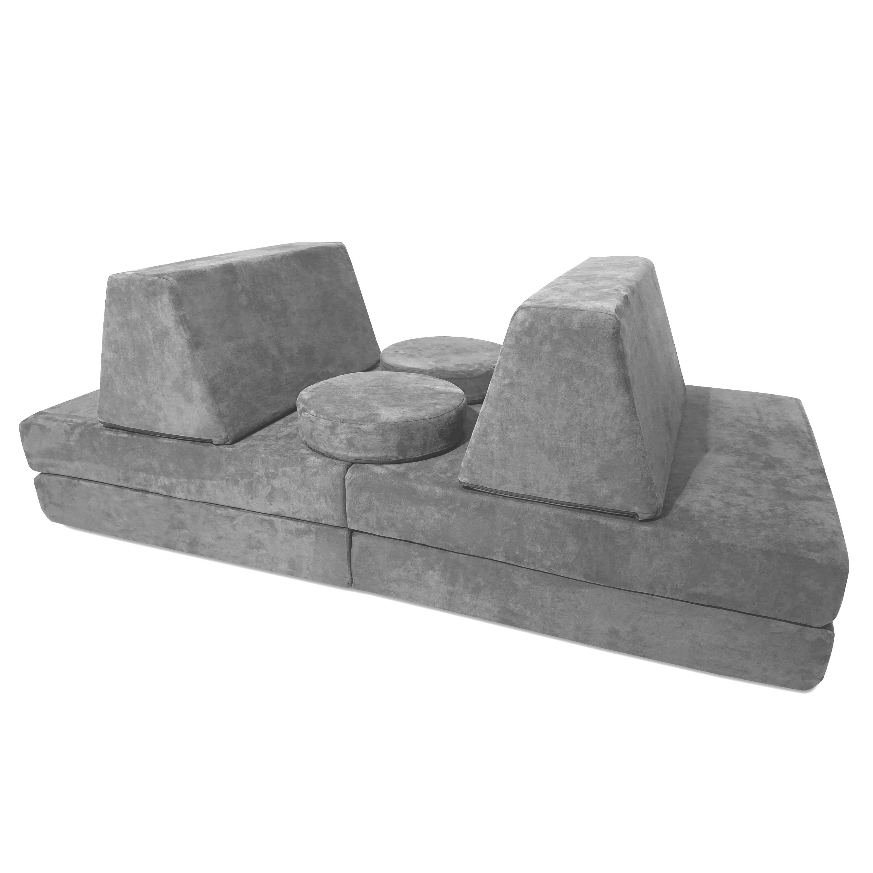 10 Piece Large Soft Furniture Playset Modular Microsuede Foam Play Couch For Creative Kids