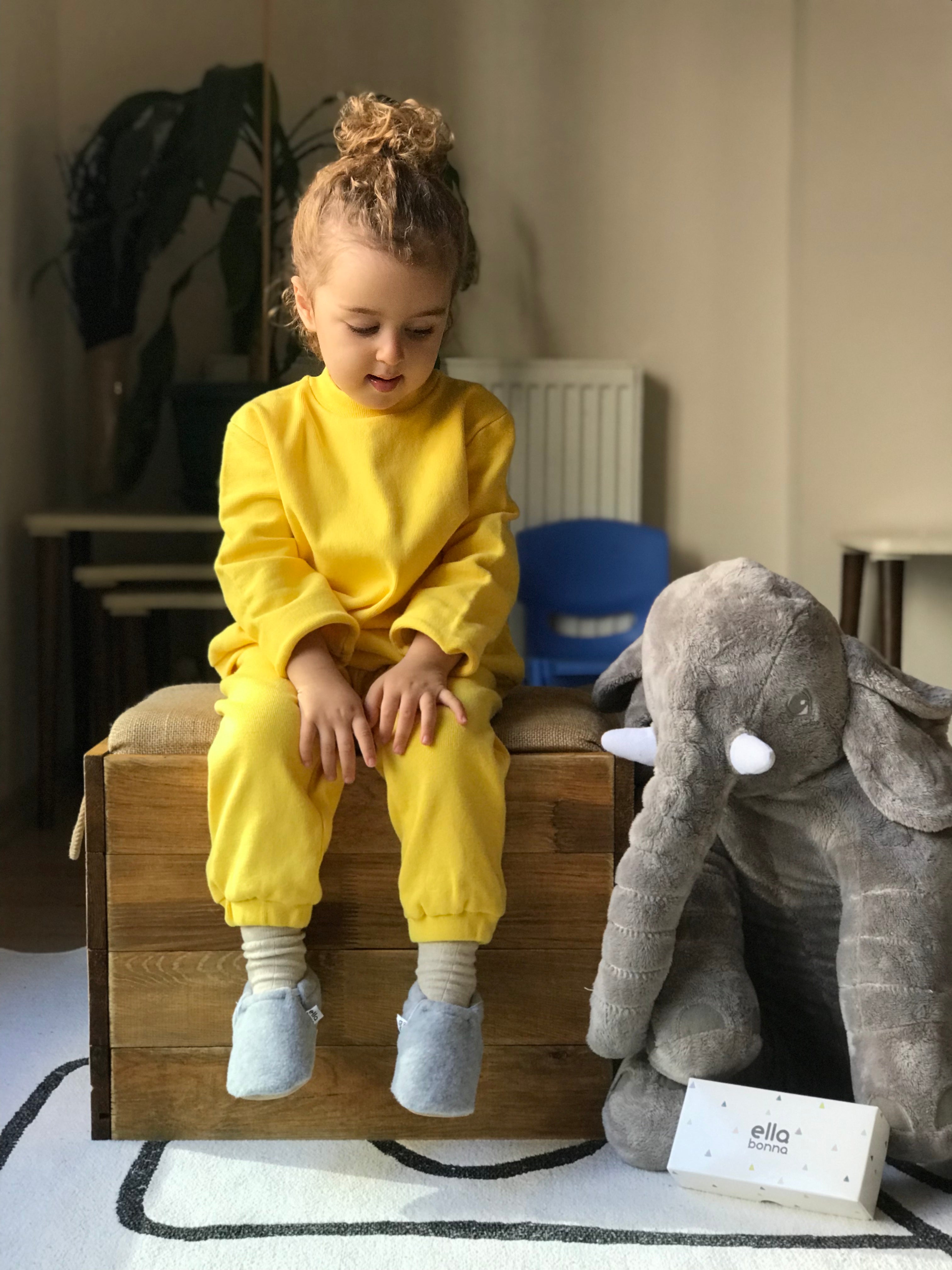 Fleece Baby House Booties, Non-slip Sole, Organic Cotton Lining, Gray