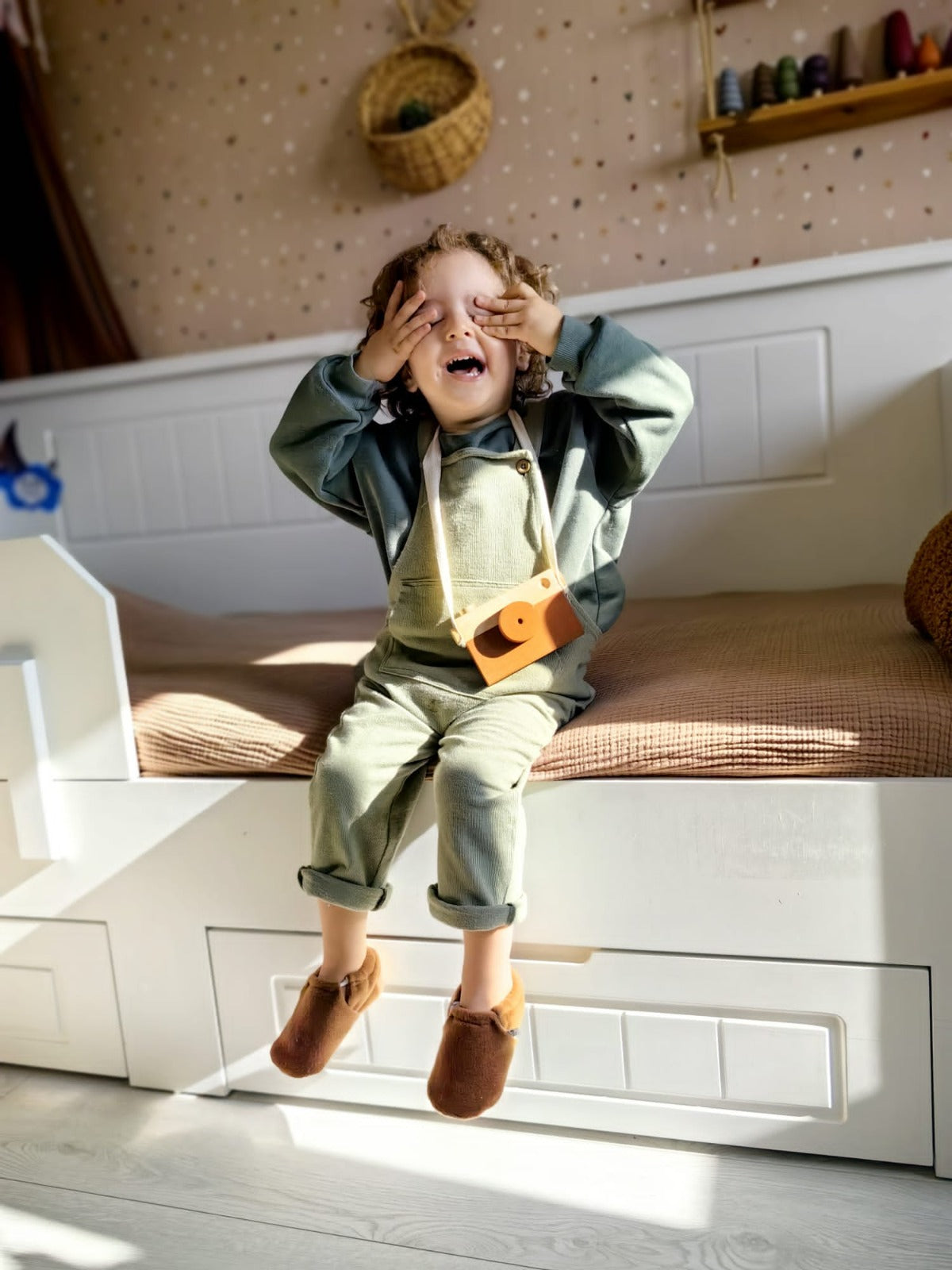 Fleece Baby House Booties, Non-slip Sole, Organic Cotton Lining, Taba