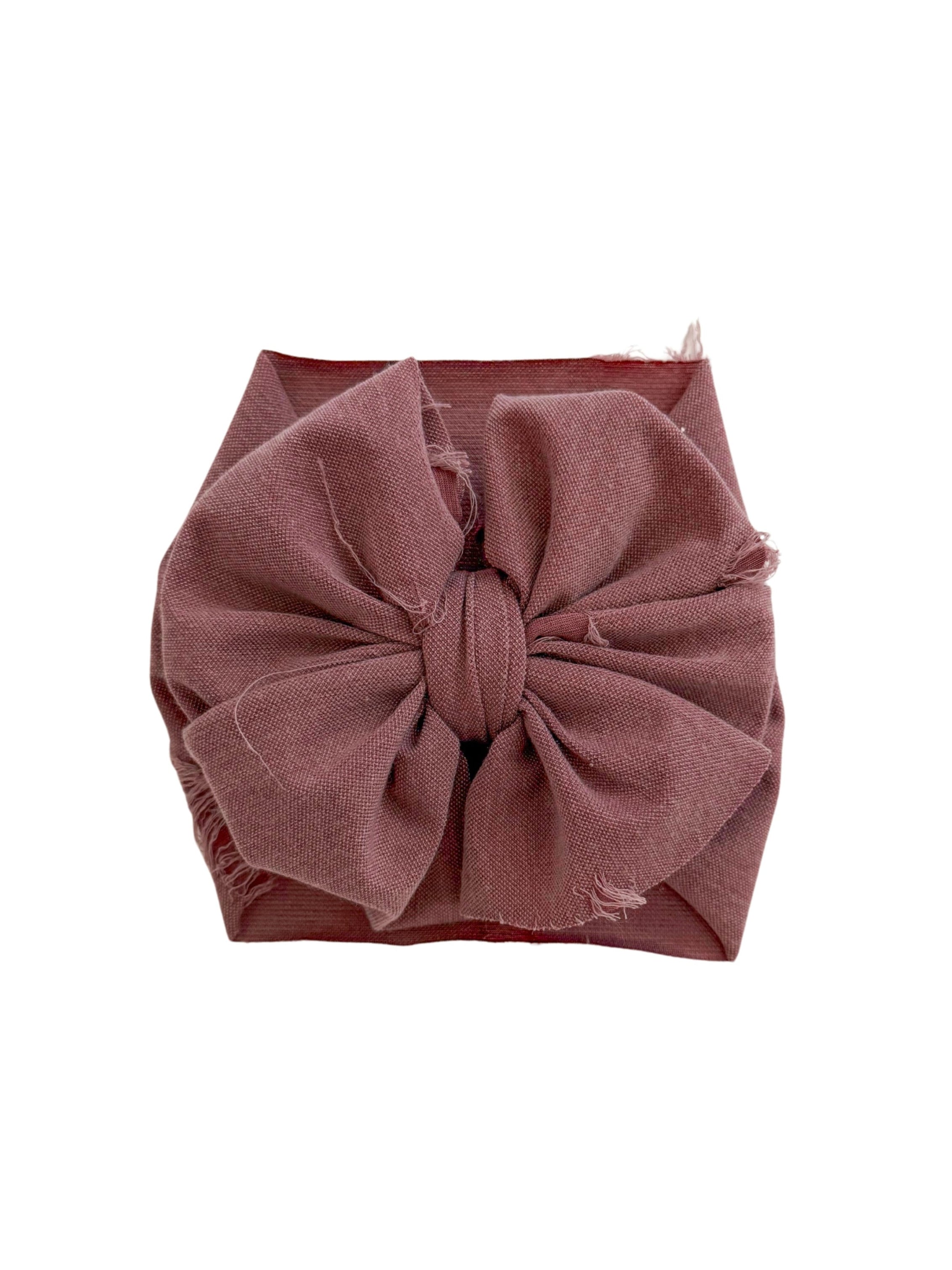 Distressed Headwrap Bow- Dusty Rose