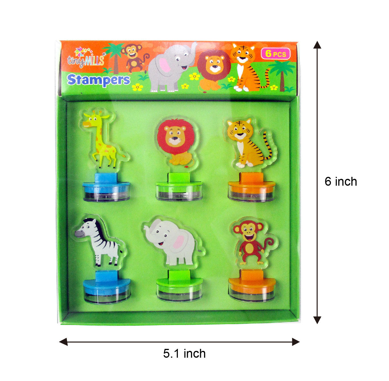 Safari Wild Animals Acrylic Stamp Set Of 6