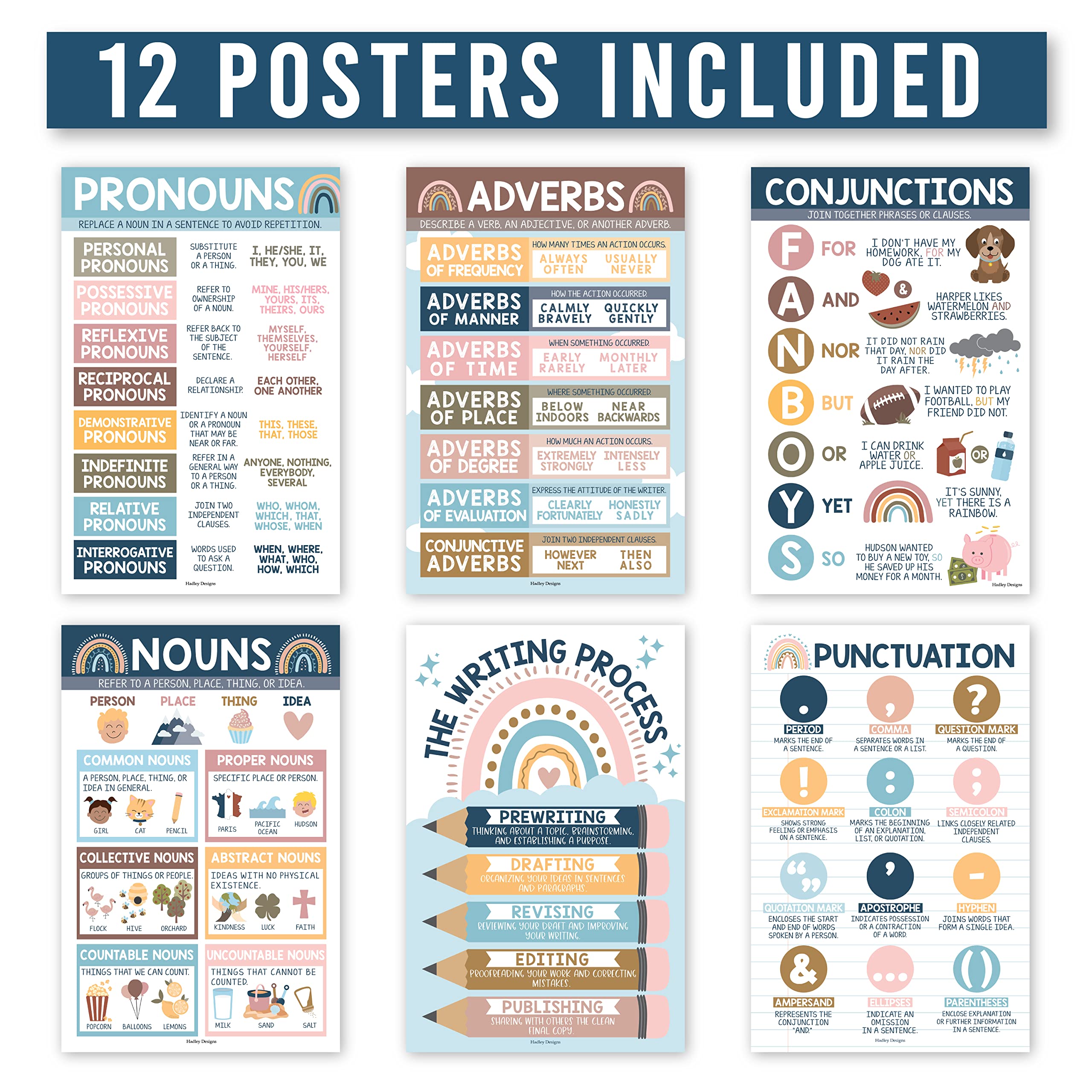 Parts Of Speech Kit: Boho 12 Poster Pack