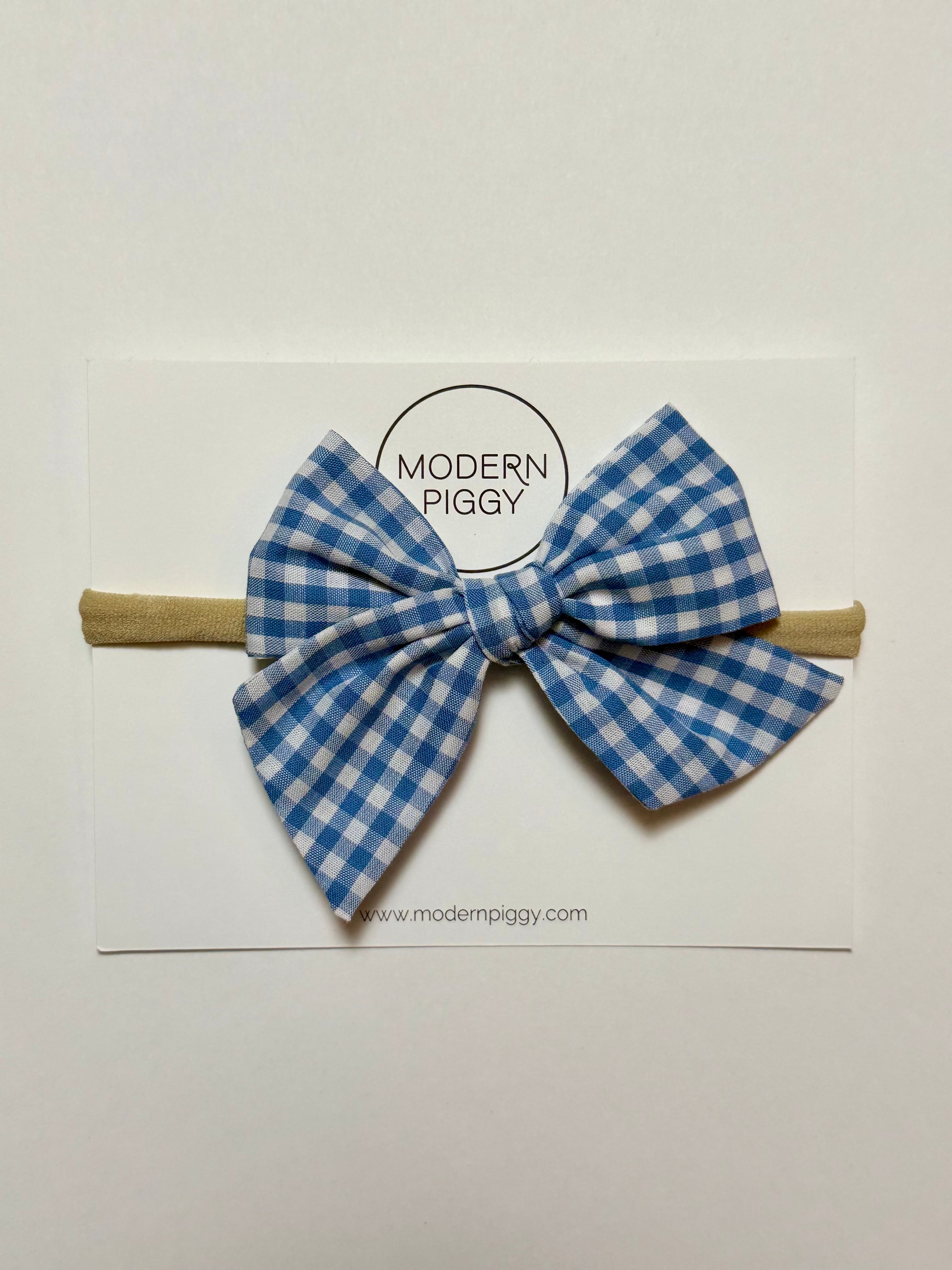Gingham Glory- Blue | Oversized Hand-tied Bow