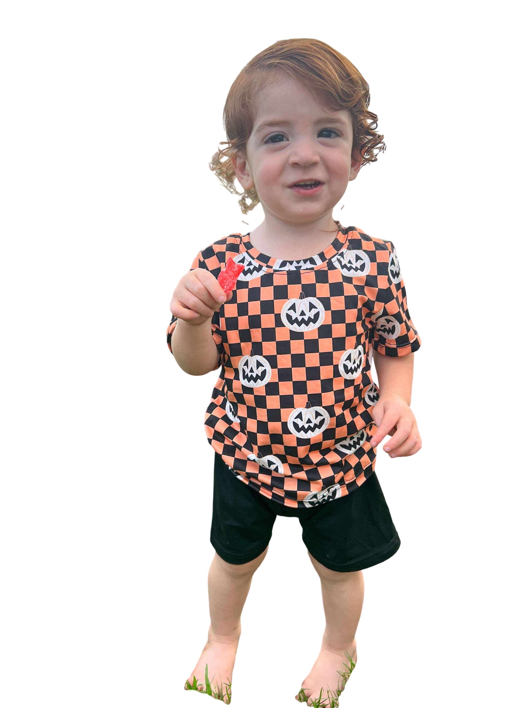 Checkered Pumpkin Boys Set