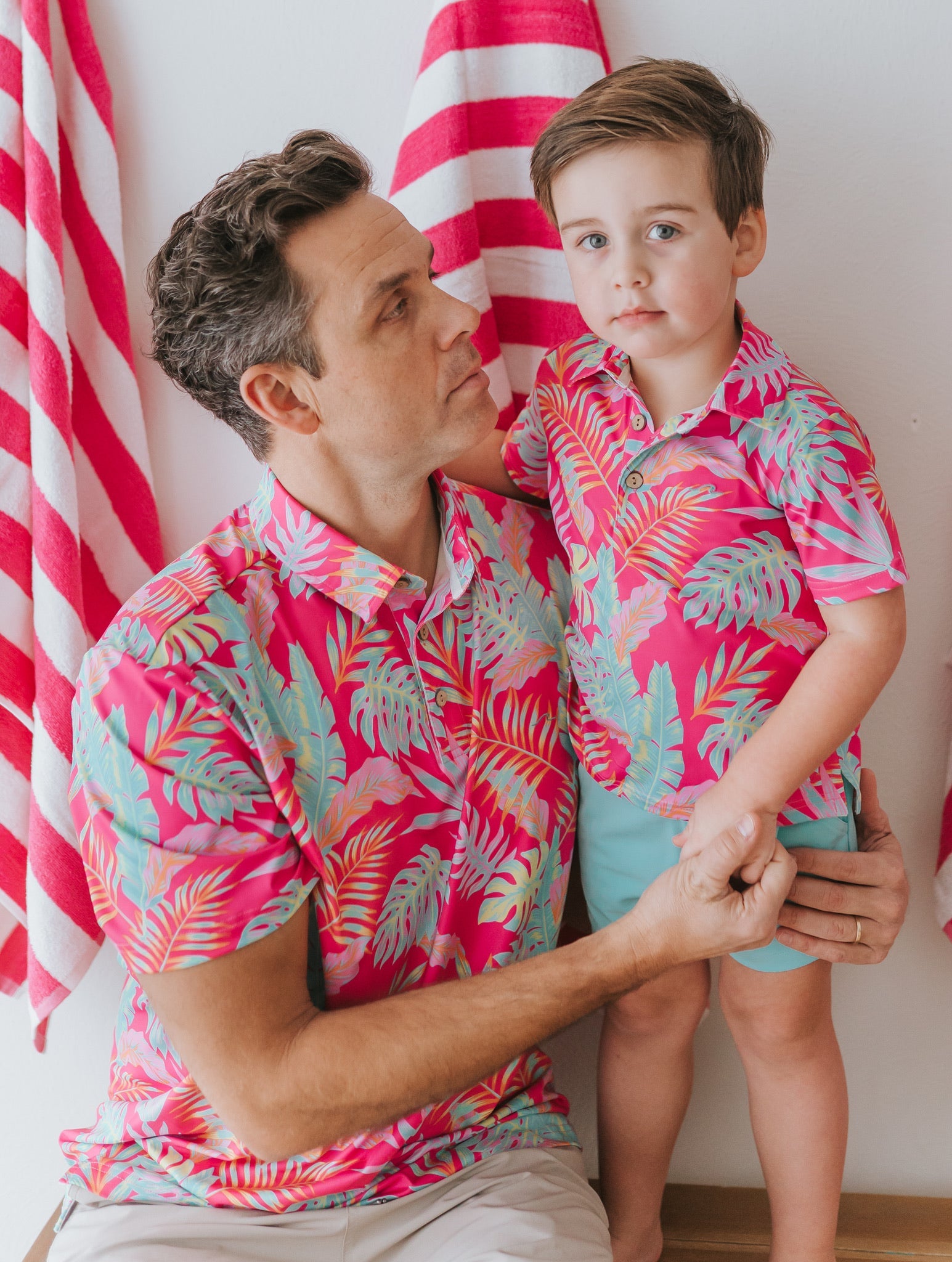 Men's Pink Palm Paradise Athletic Polo