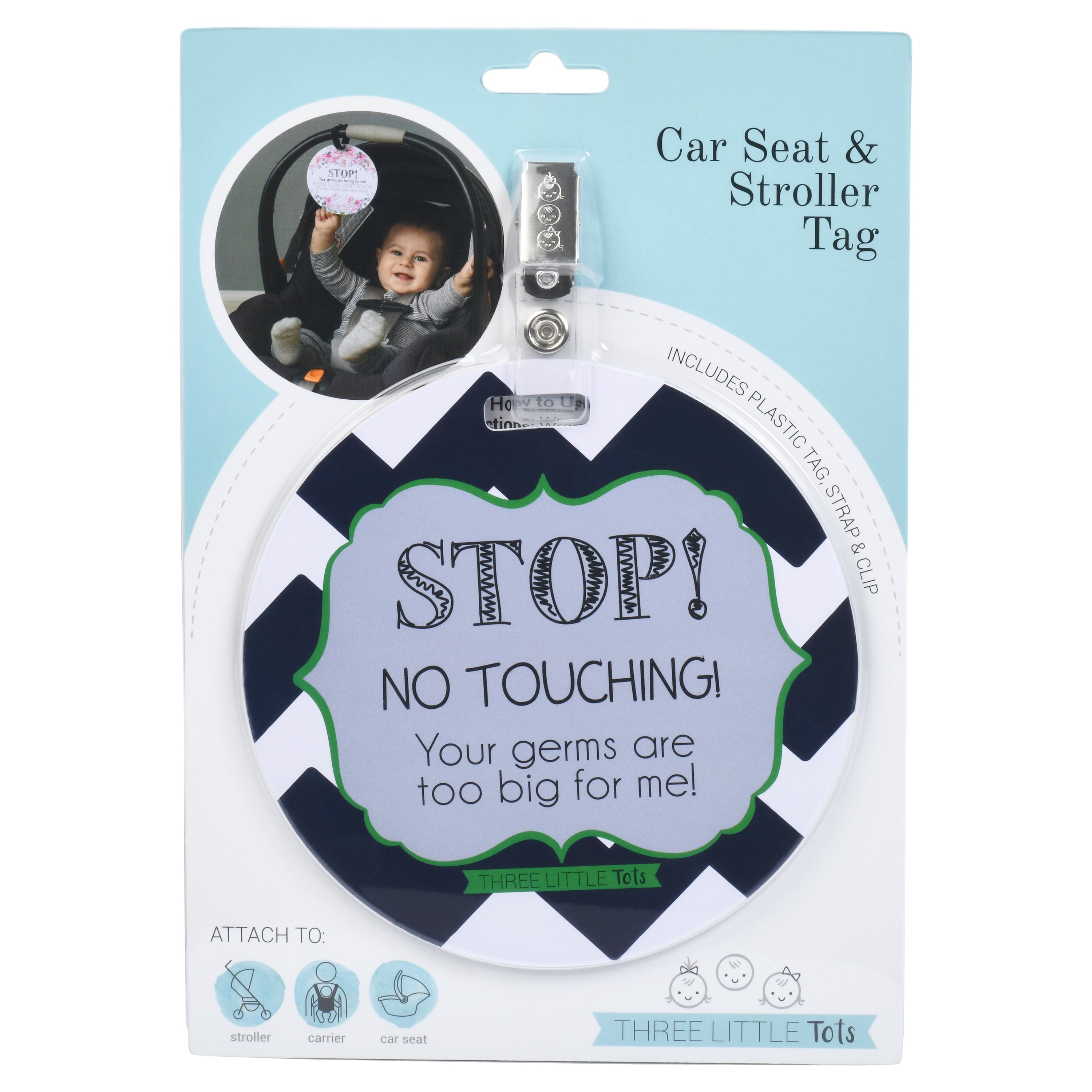 Stop No Touching Boy Car Seat Sign Tag