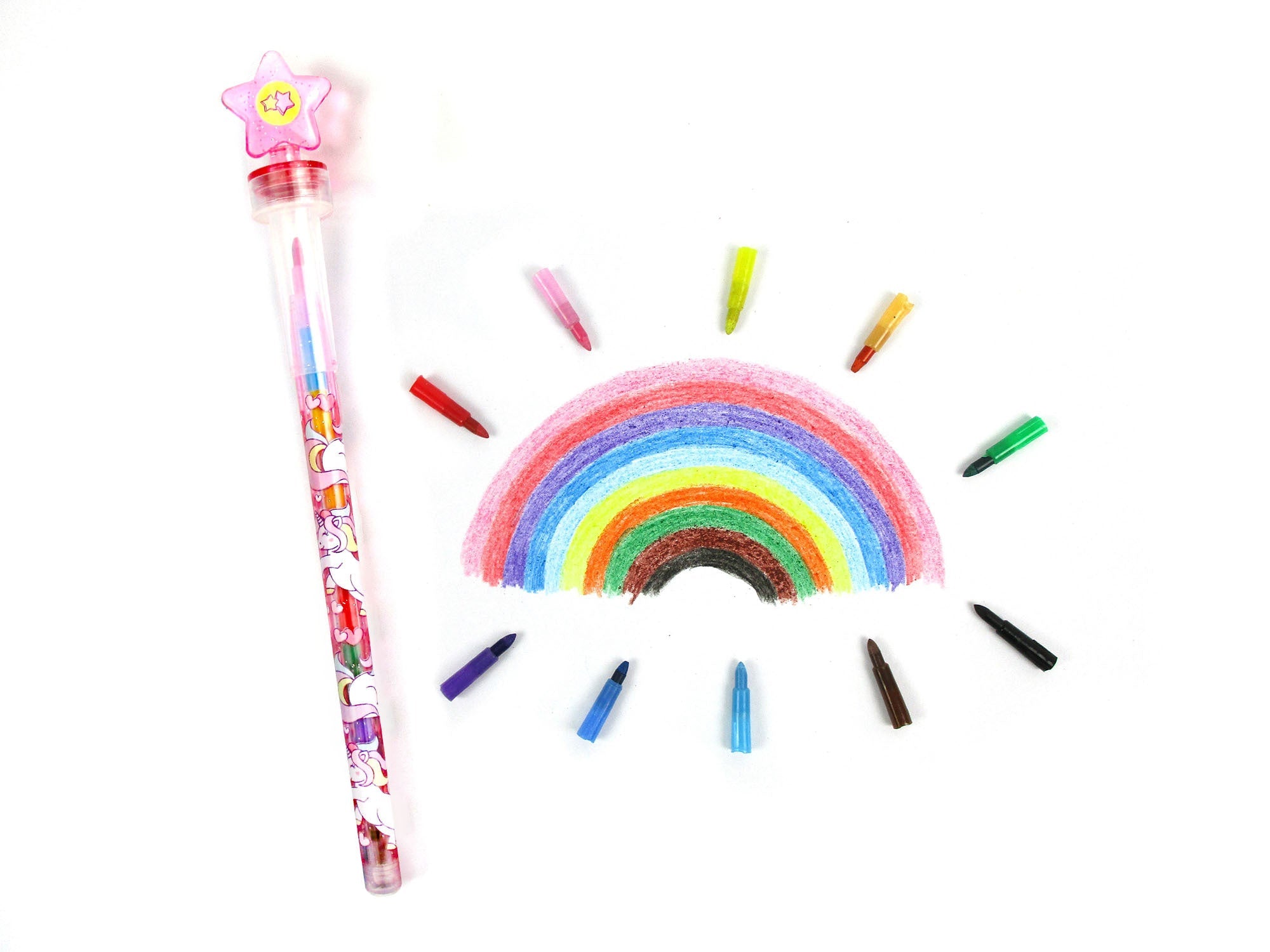 Unicorn Stackable Crayon With Stamper Topper