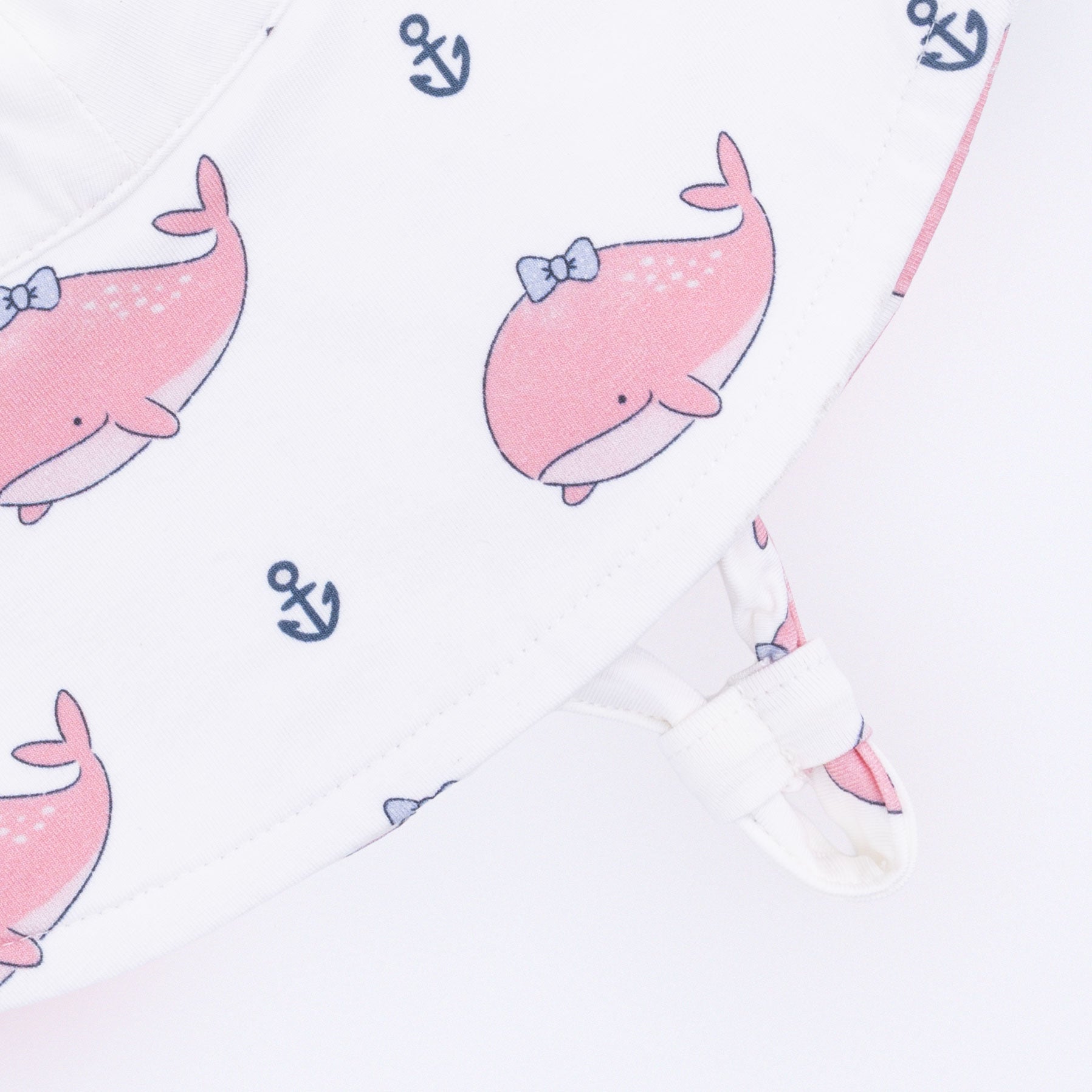 Bubbly Whale With Bow Pink - Wide Brim Sun Hat
