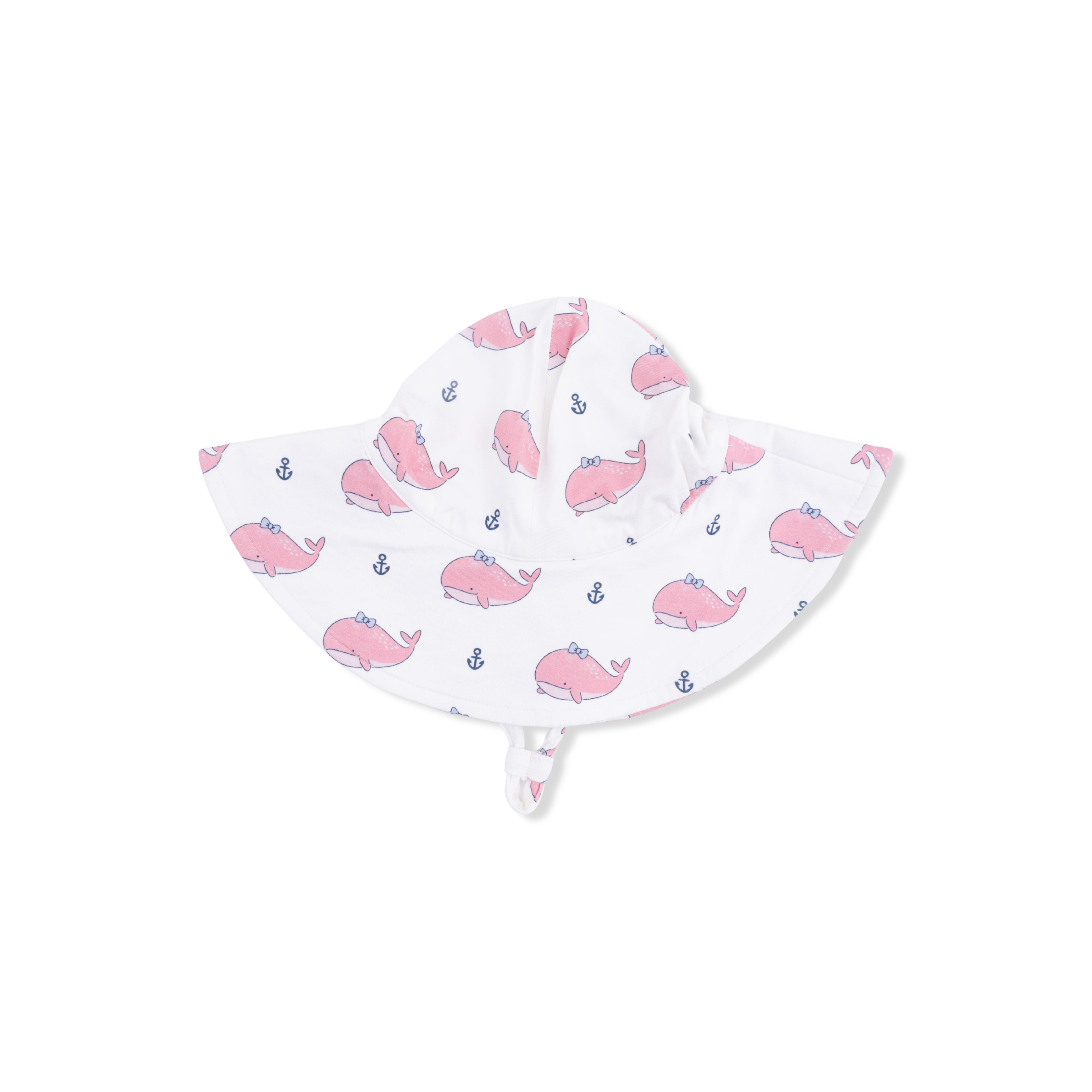 Bubbly Whale With Bow Pink - Wide Brim Sun Hat