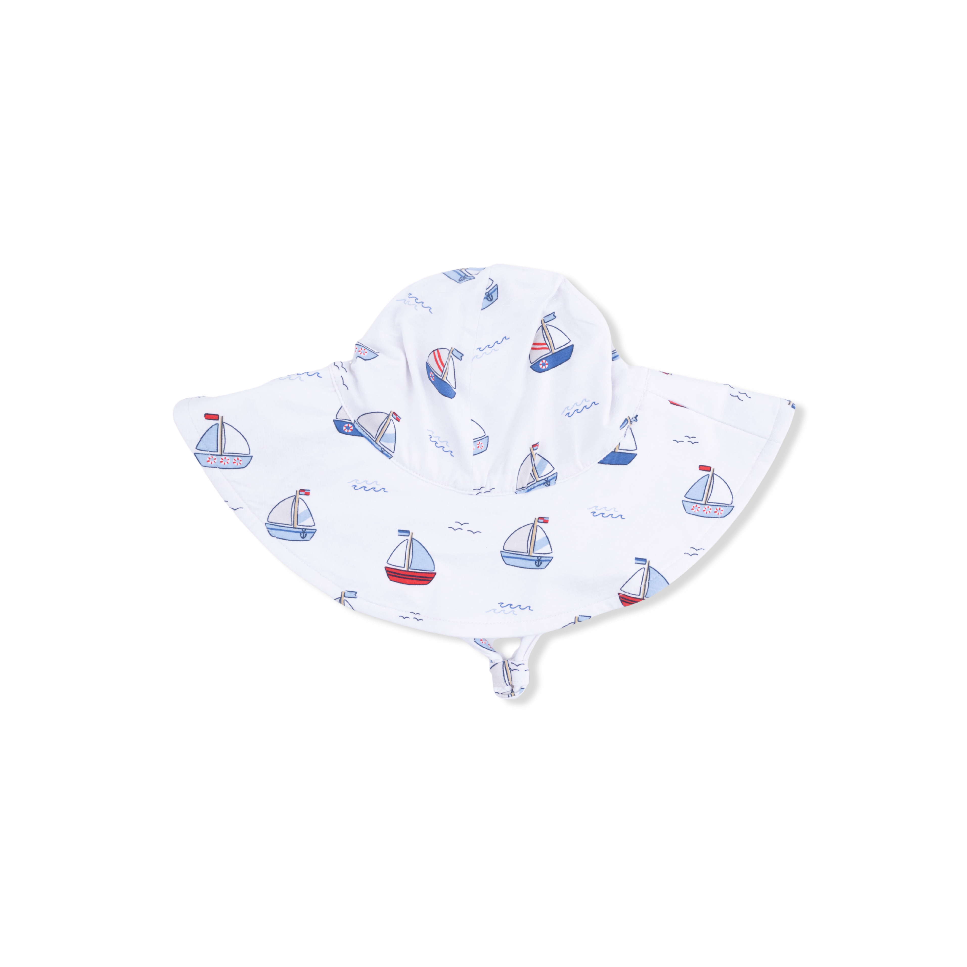 Bubbly Sailboats Blue - Wide Brim Sun Hat
