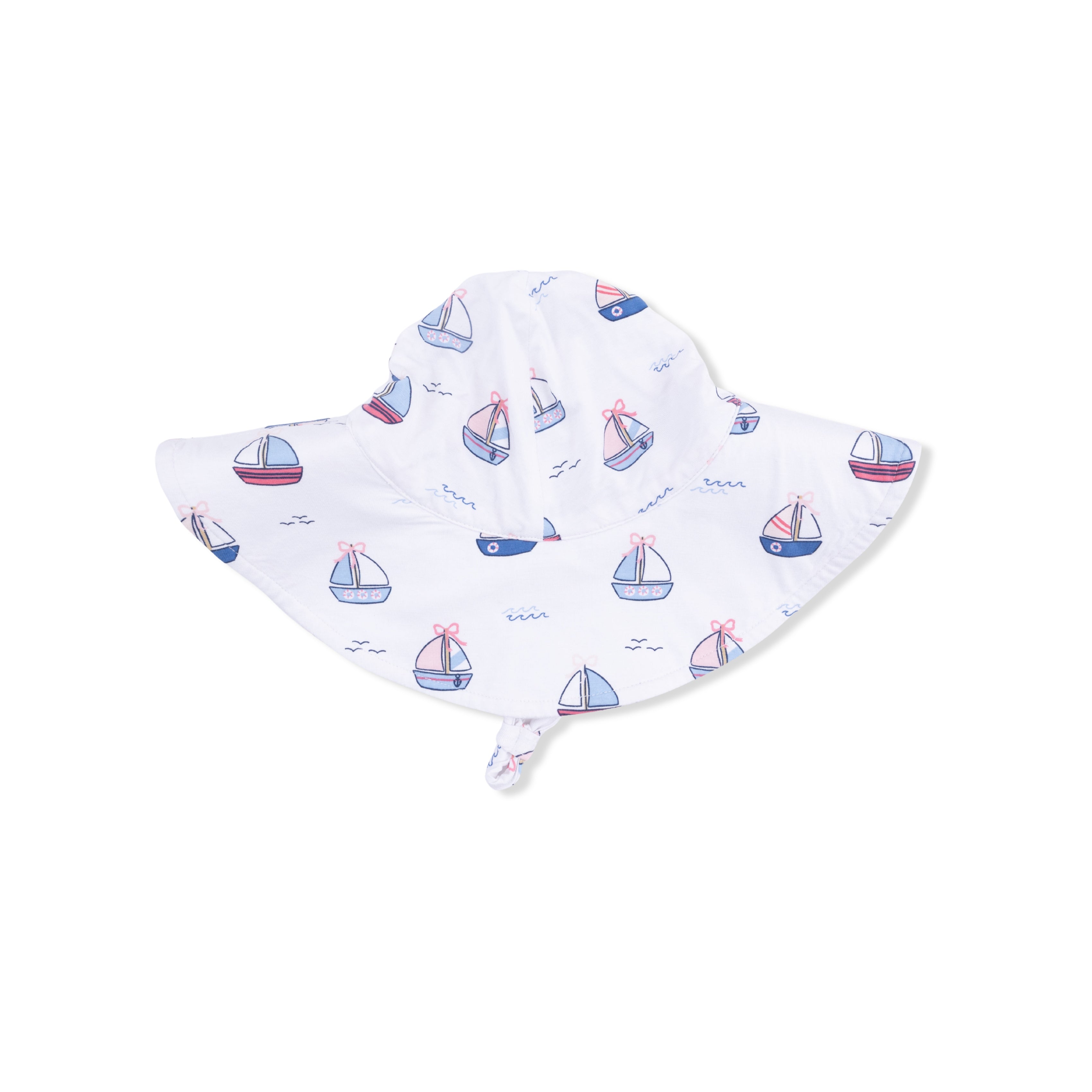 Bubbly Sailboats Pink - Wide Brim Sun Hat