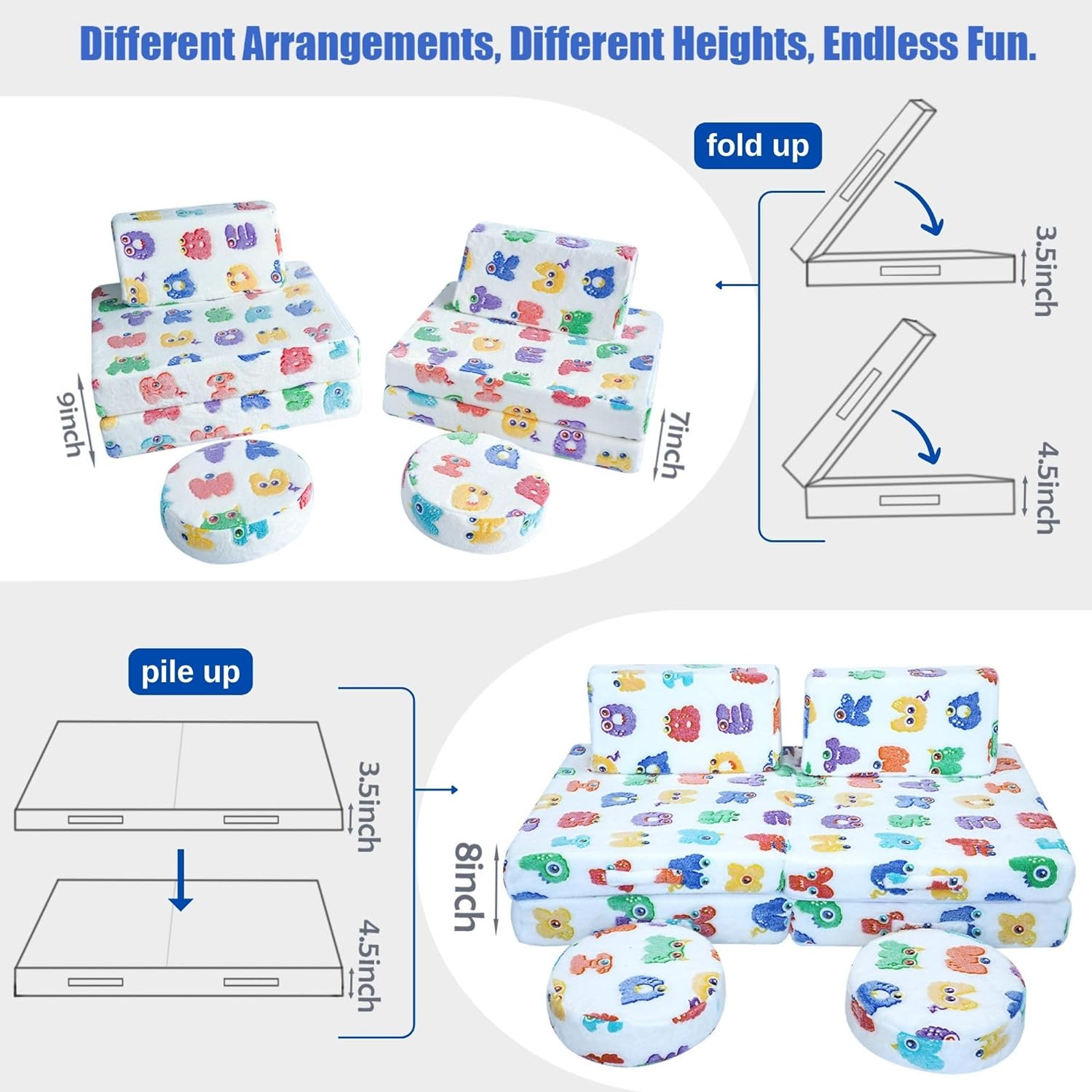 8-piece Kids Play Couch|glowsofa