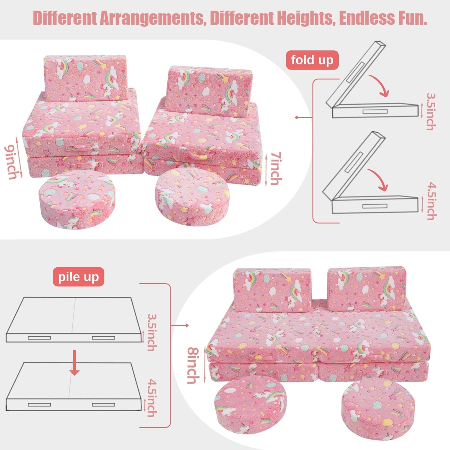 8-piece Kids Play Couch|glowsofa