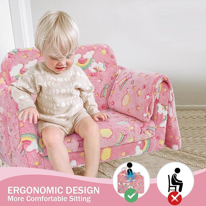 Children's Fold Out Sofa With Blanket -glowsofa