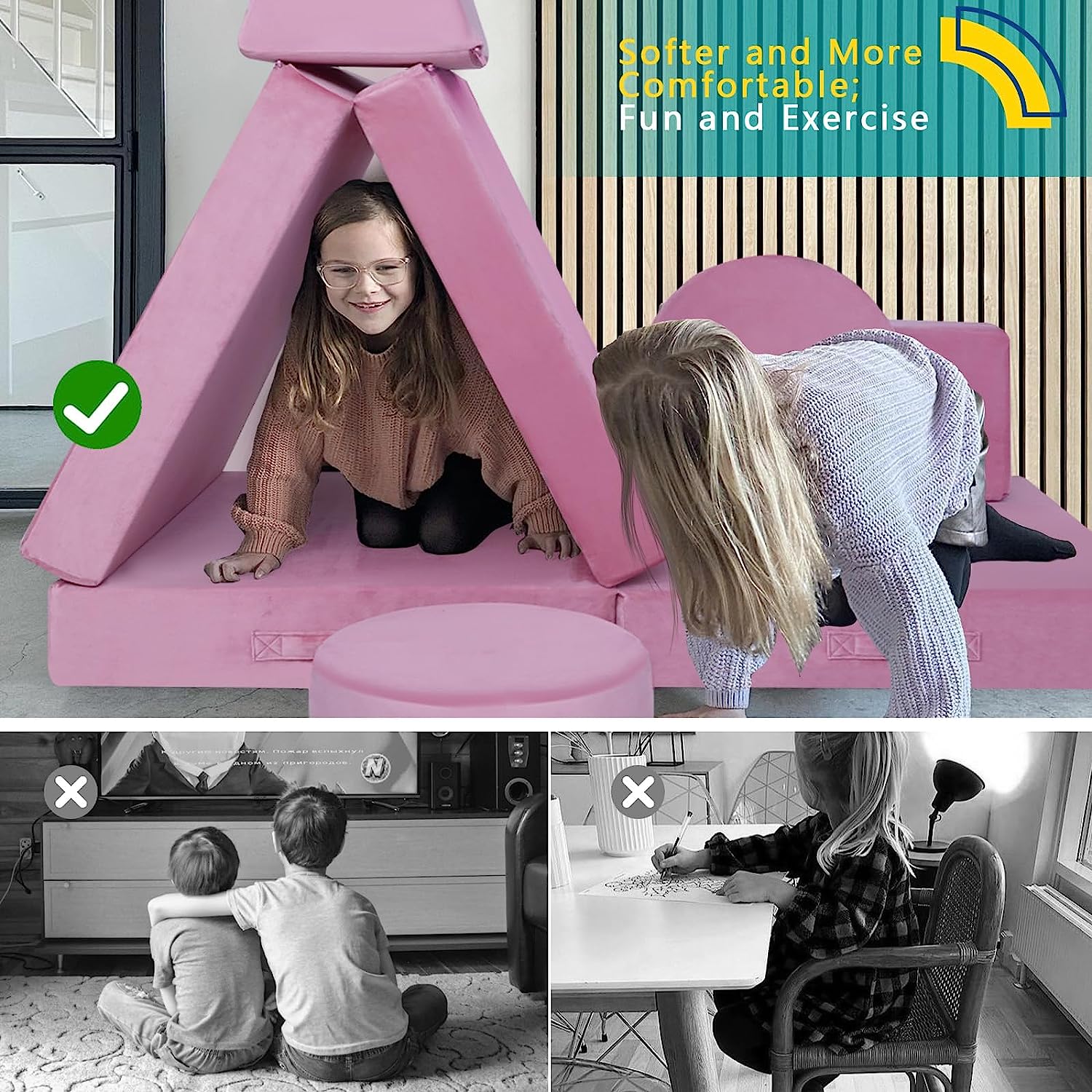 8-piece Kids Play Couch Solid Color