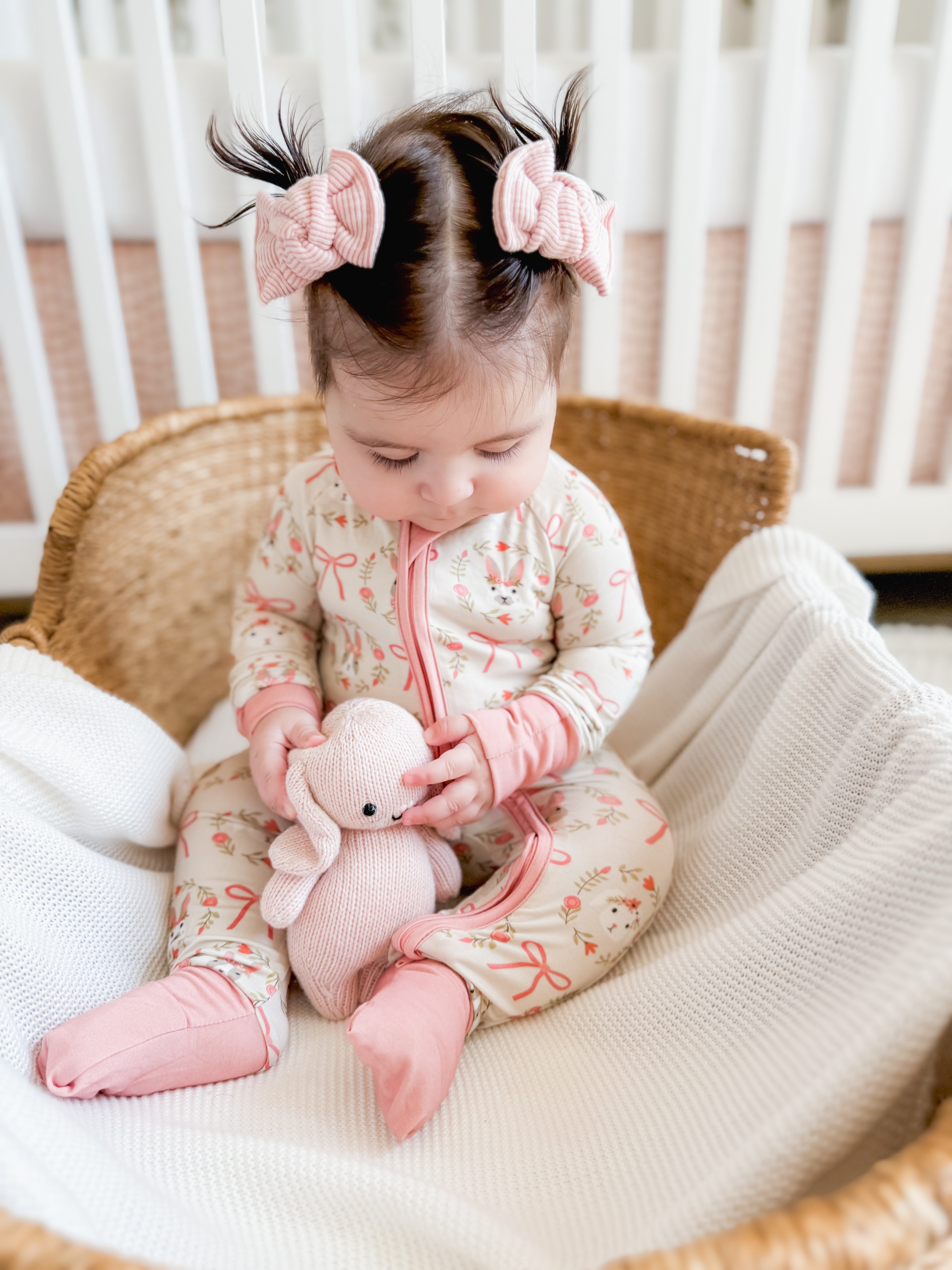 Bows & Bunnies (convertible Zip Footies)
