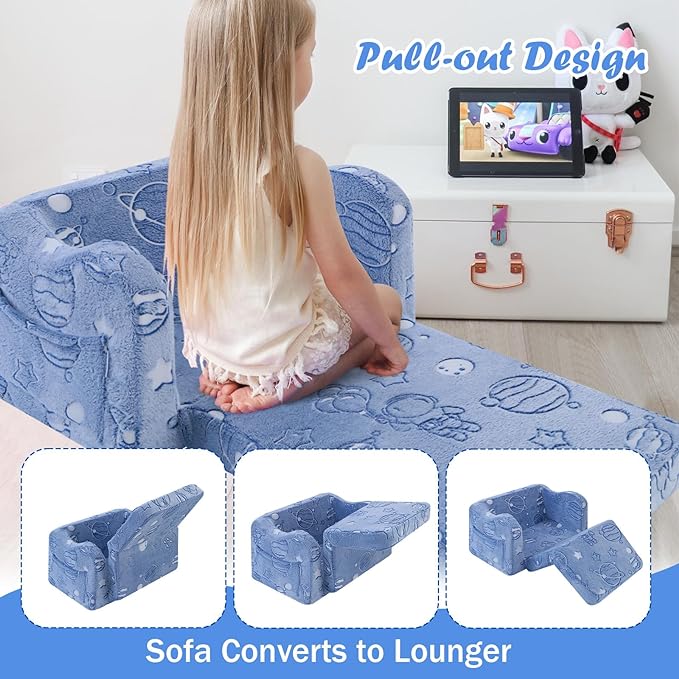 Children's Fold Out Sofa With Blanket -glowsofa